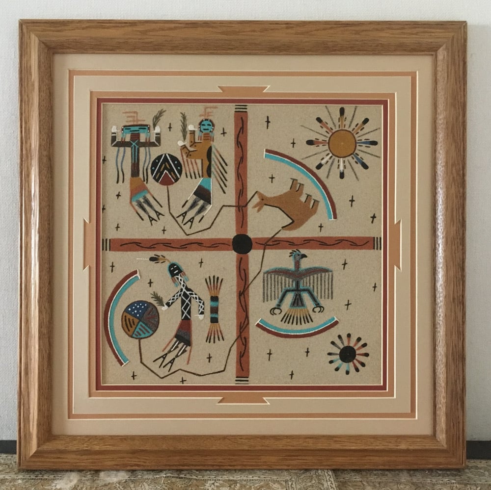 貴重☆ネイティブアメリカン 太陽 サンドペイント砂絵 ナバホ族