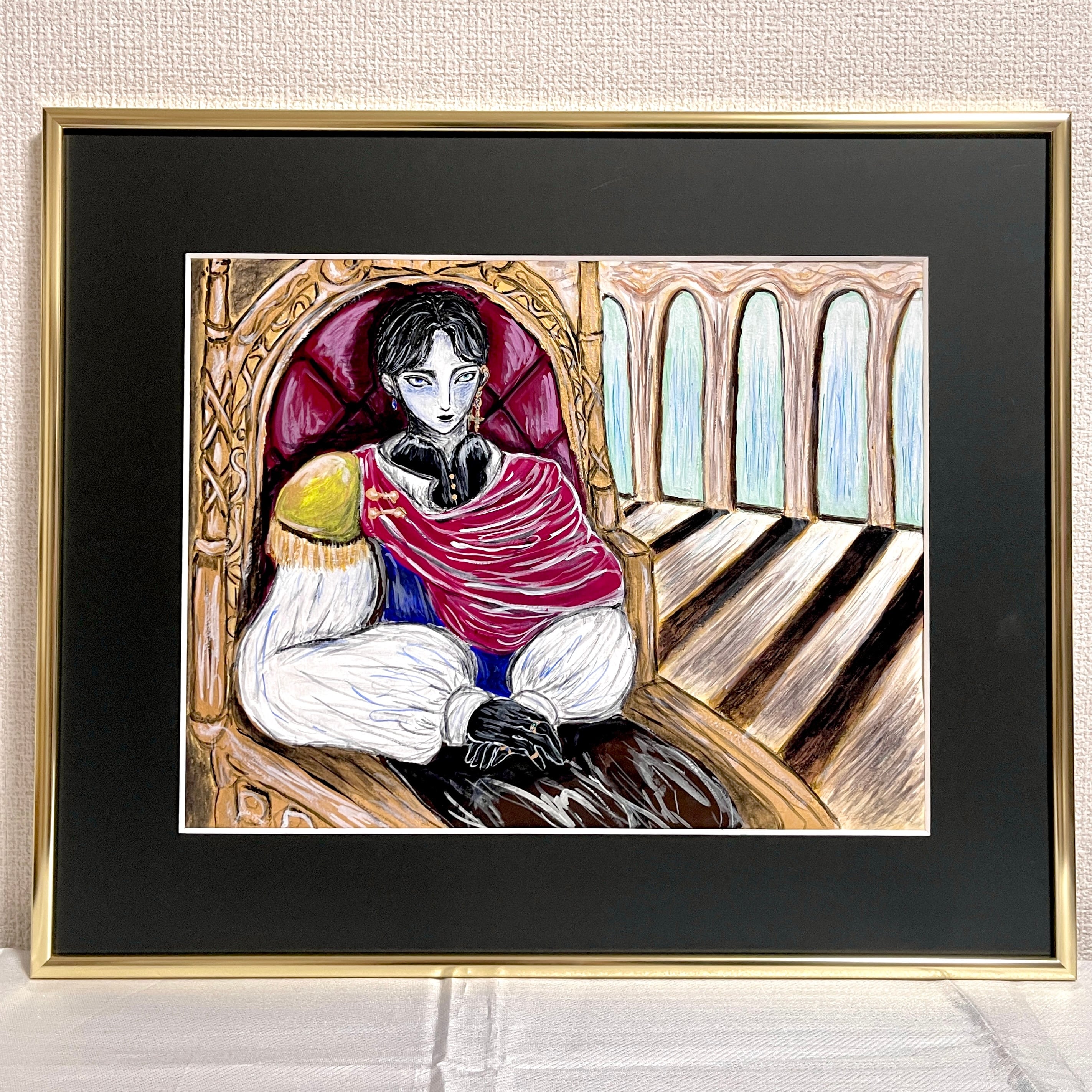 HaRuKi絵「黒髪のプリンス」原画（額縁・マット付き） | HaRuKi組
