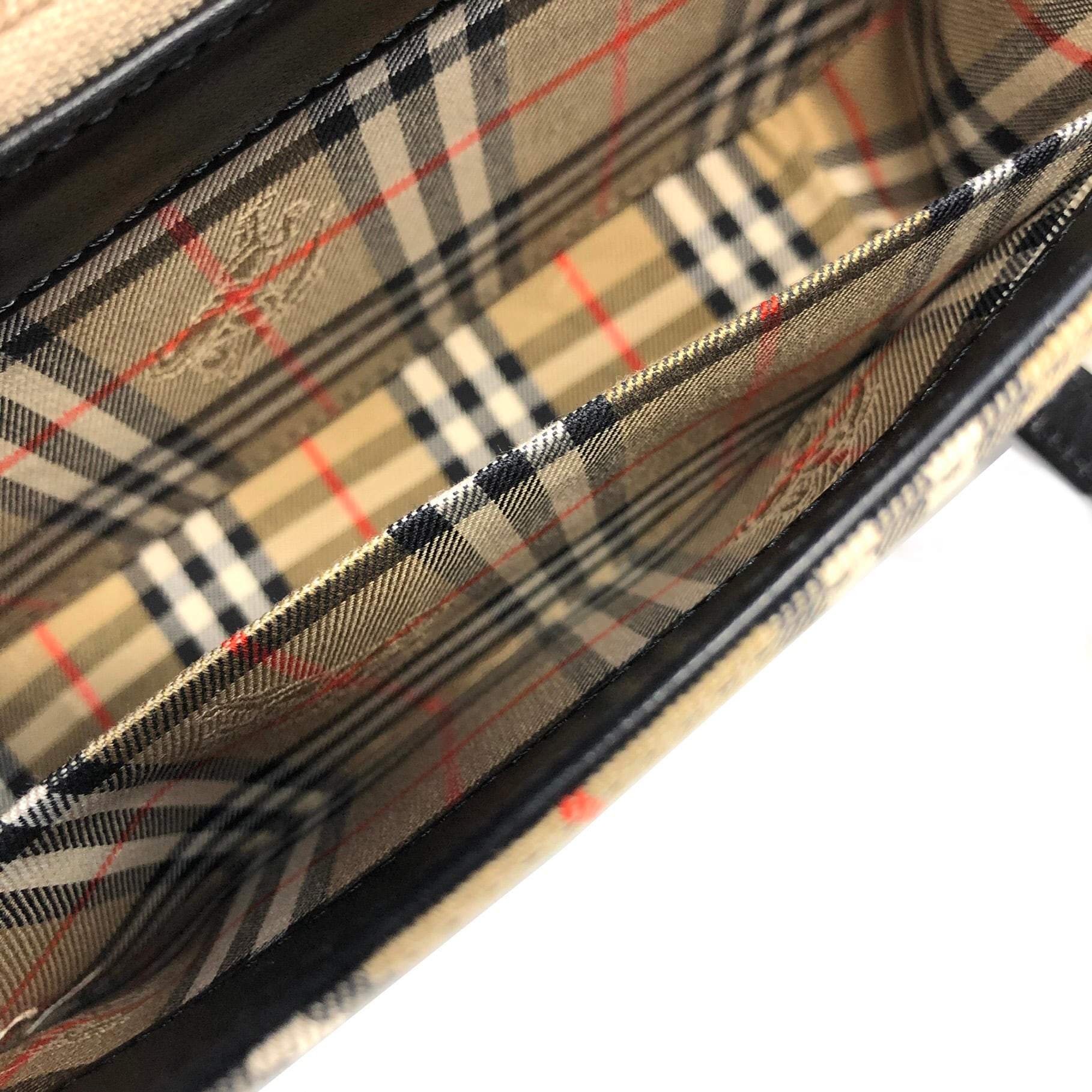 BURBERRY バーバリー ノバチェック ハンドバッグ ブラック ロゴ レザー