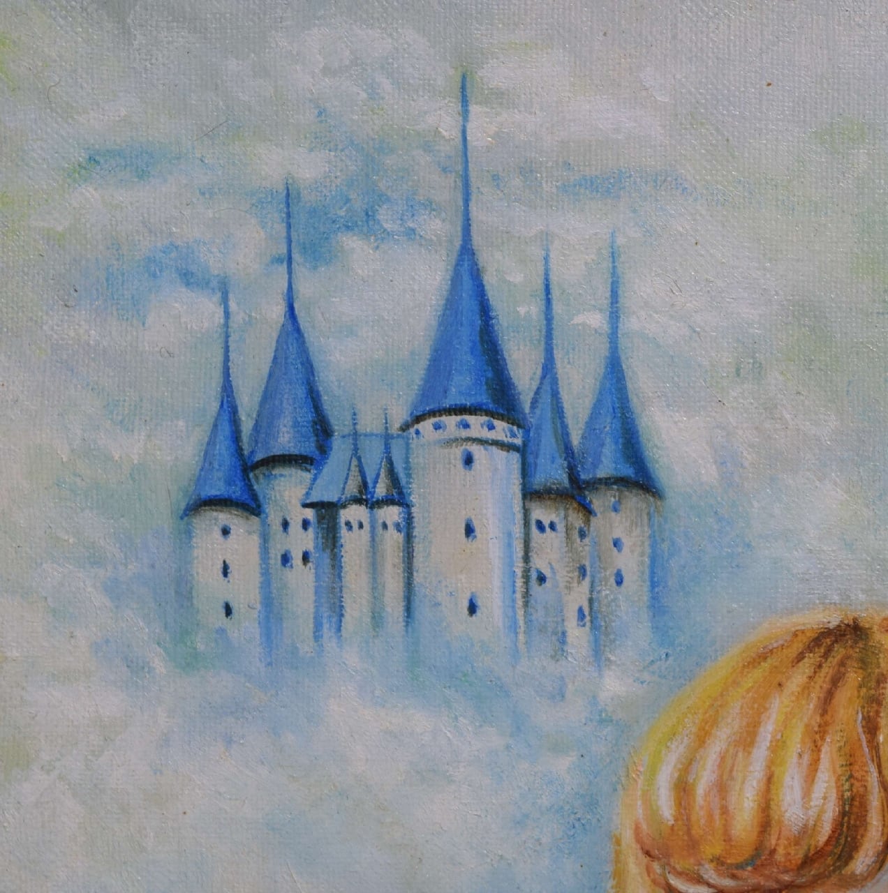 油彩 上岡由子 1981年作品 「望郷」キャンバス裏作者サイン有り | 一