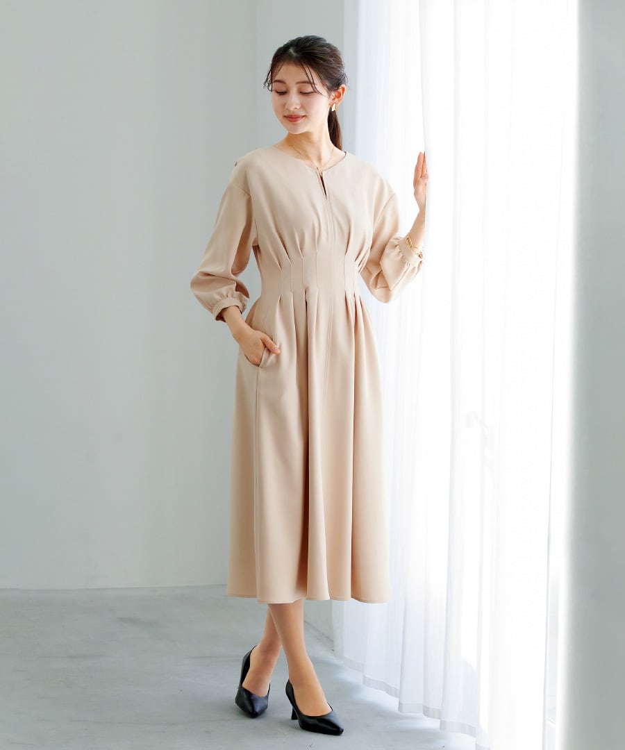 多機能すぎるワンピース】ダブルピケクロス・タックデザインフレア