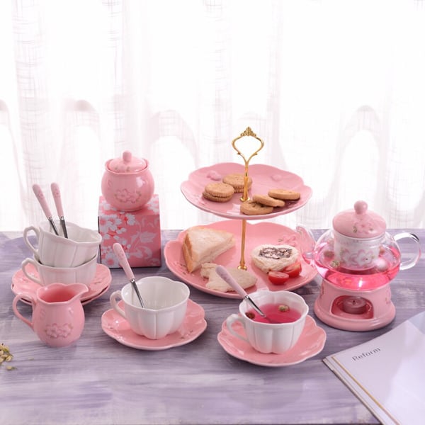 さくらディーニ ティーカップ＆ソーサー 4客セット 花柄，陶器．姫系