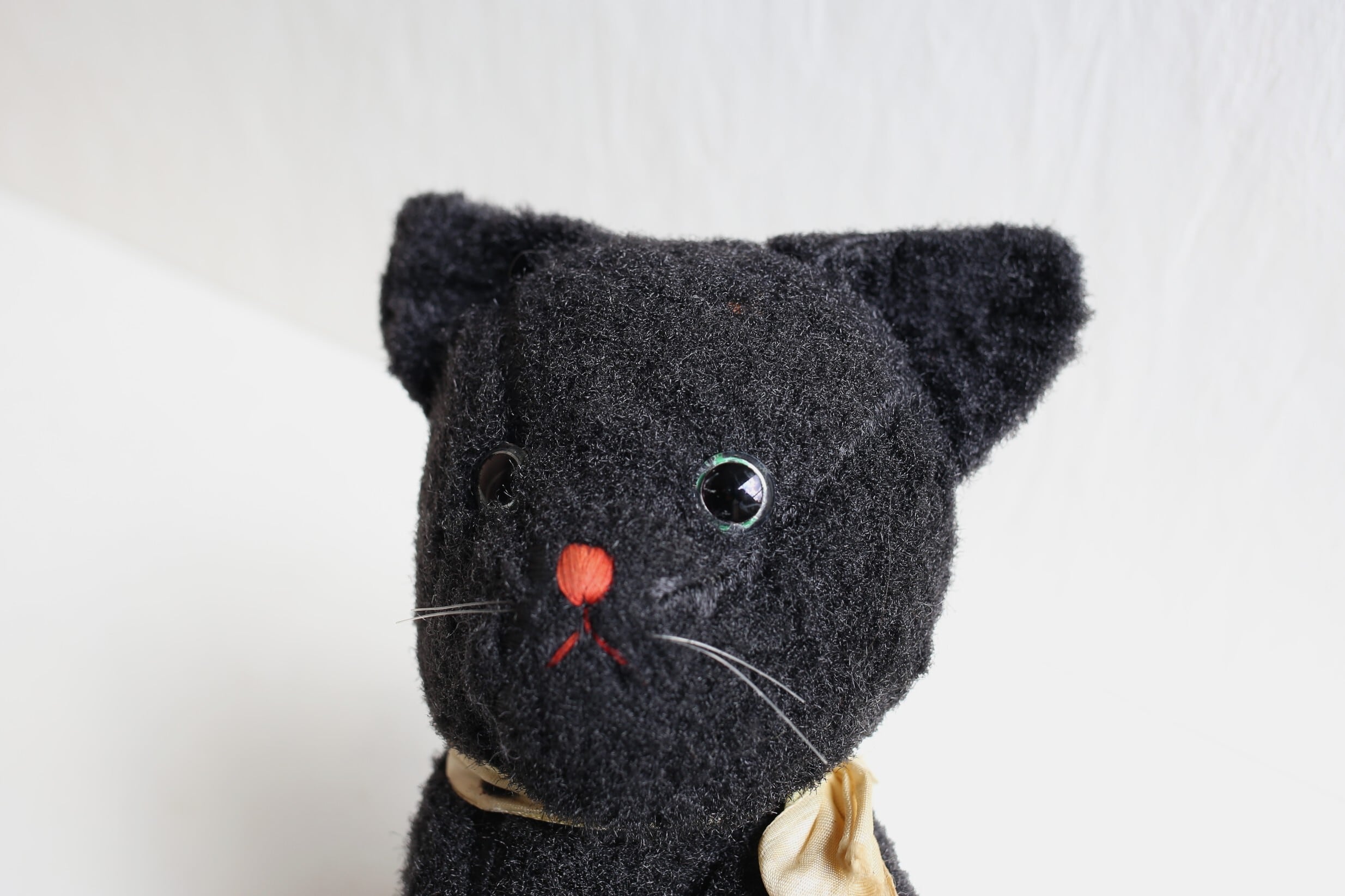 フランス アンティーク ヴィンテージ ぬいぐるみ 黒猫 約27cm N-06267