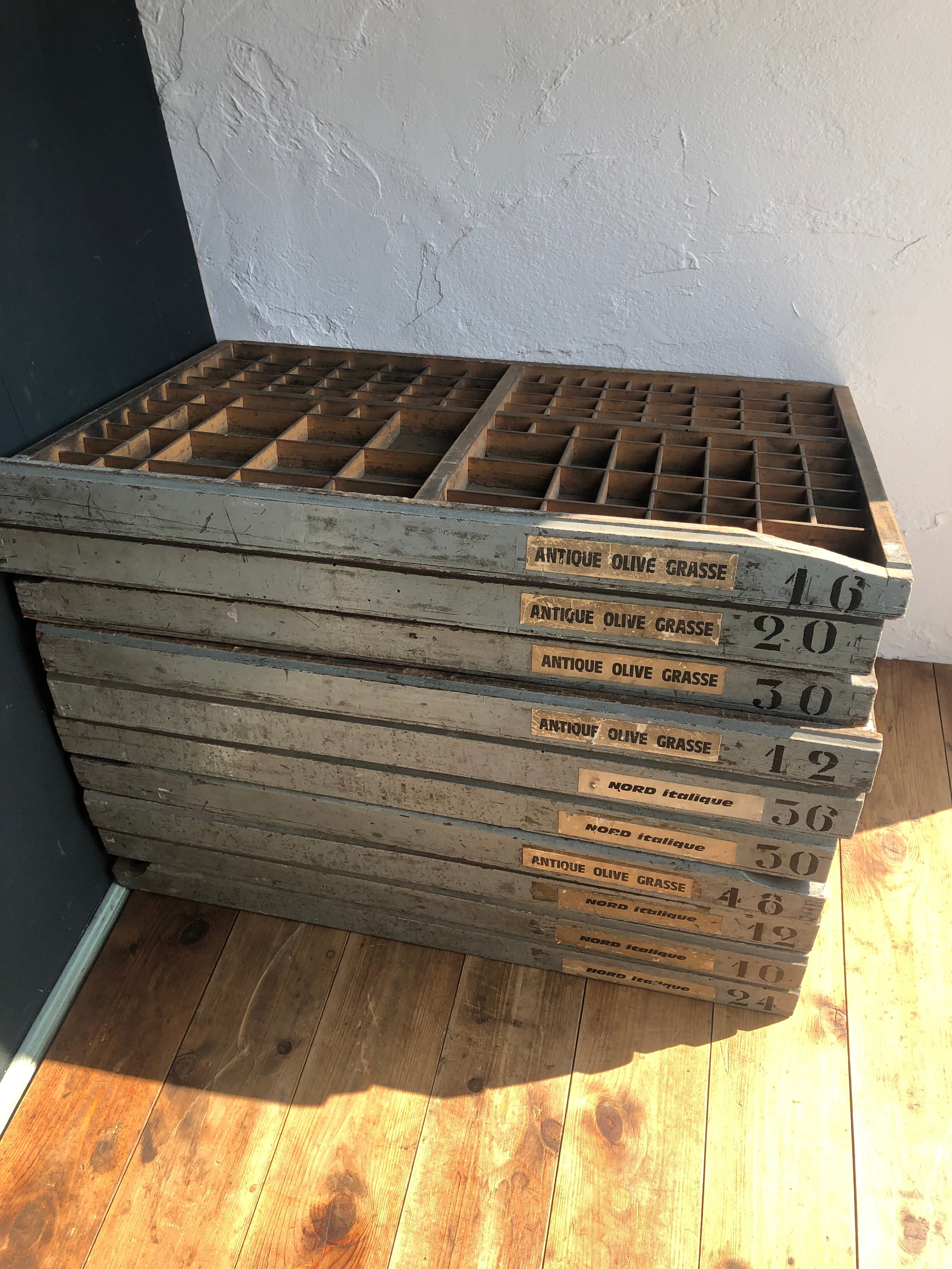 フランスアンティーク プリンタートレイ skyblue | Brocante de La