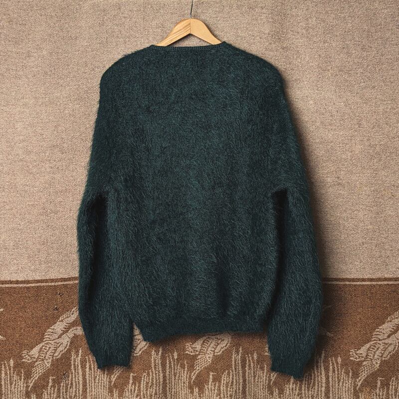 60s～ Sears TRADITIONAL COLLECTION V-Neck Green Mohair Wool