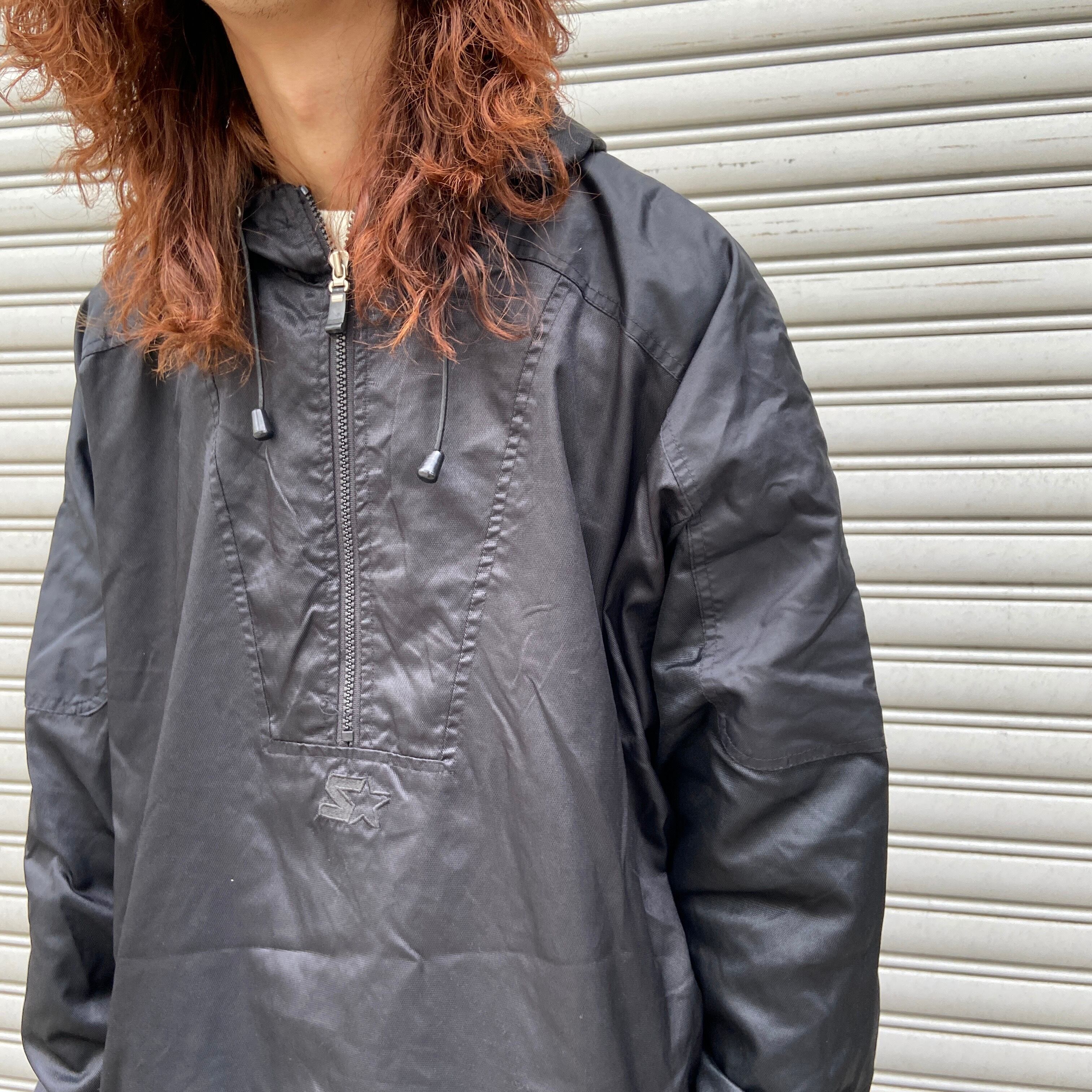 送料無料』90s STARTER ブラックアノラックパーカー L ナイロン | 古着