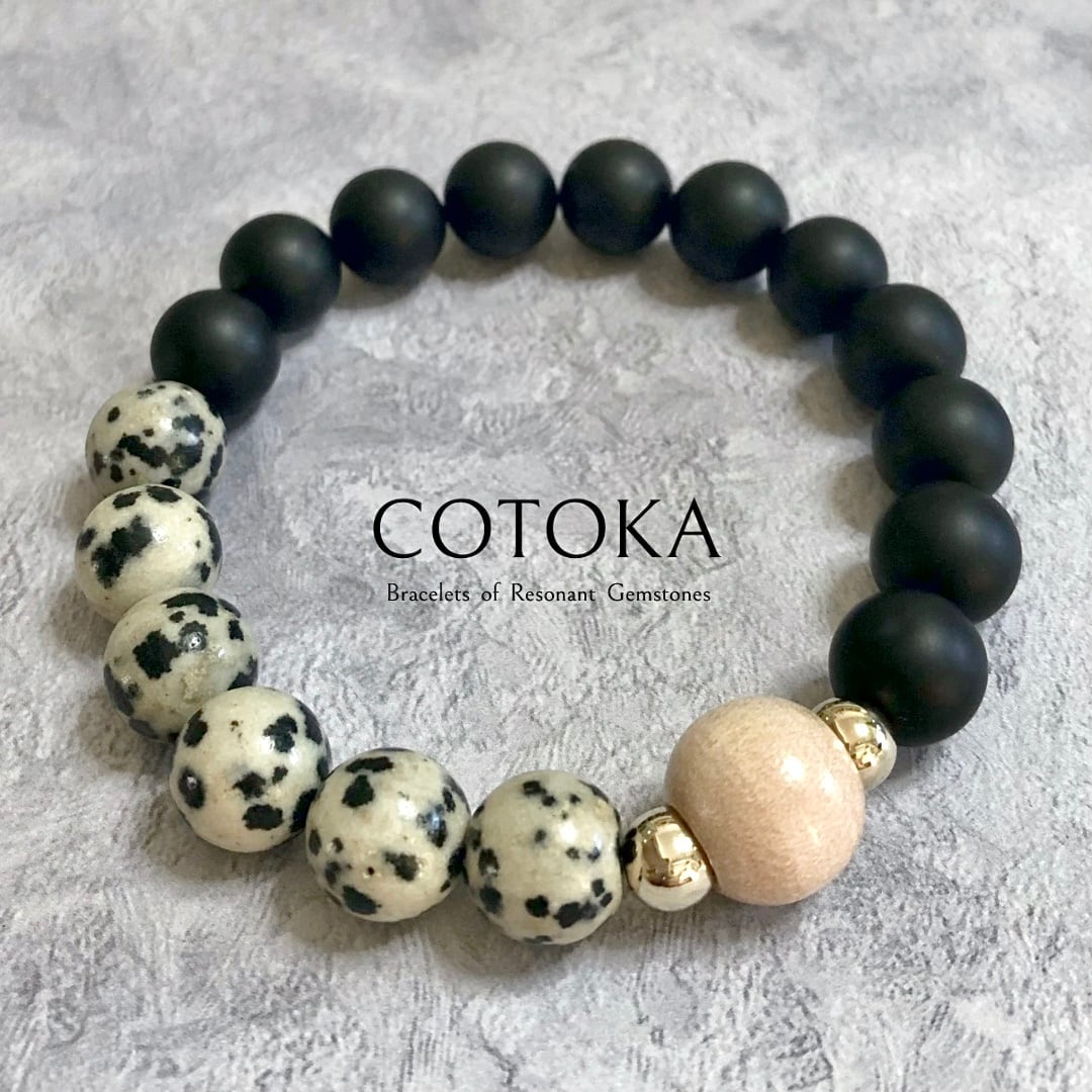 安全のお守りダルメシアンジャスパー×マットオニキス 守護ブレスレット