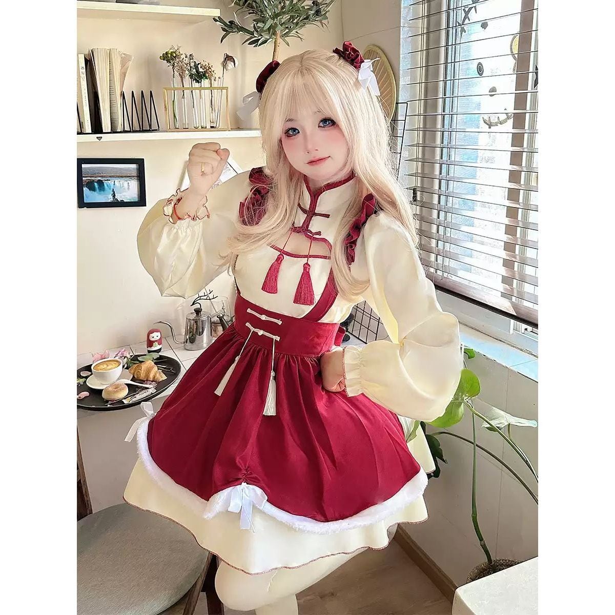 チャイナ風レッドフリルメイド服 | Maiden's Rêve