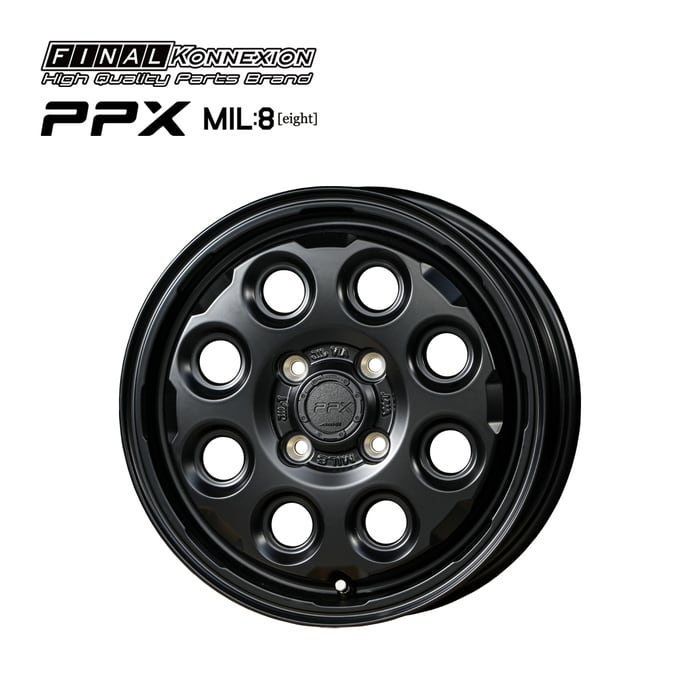 PPX MIL:8】 12インチホイール 4本セット 12×3.50B +45 4/100 VIA/JWL