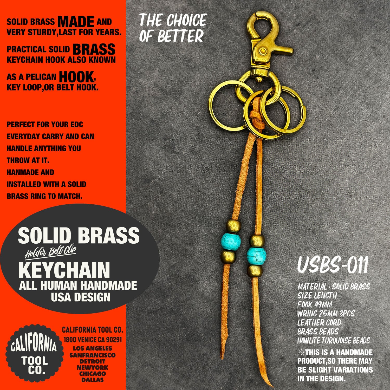 ブラス 真鍮 キーチェーン キーホルダー ; USBS-011 | USA GENERAL STORE