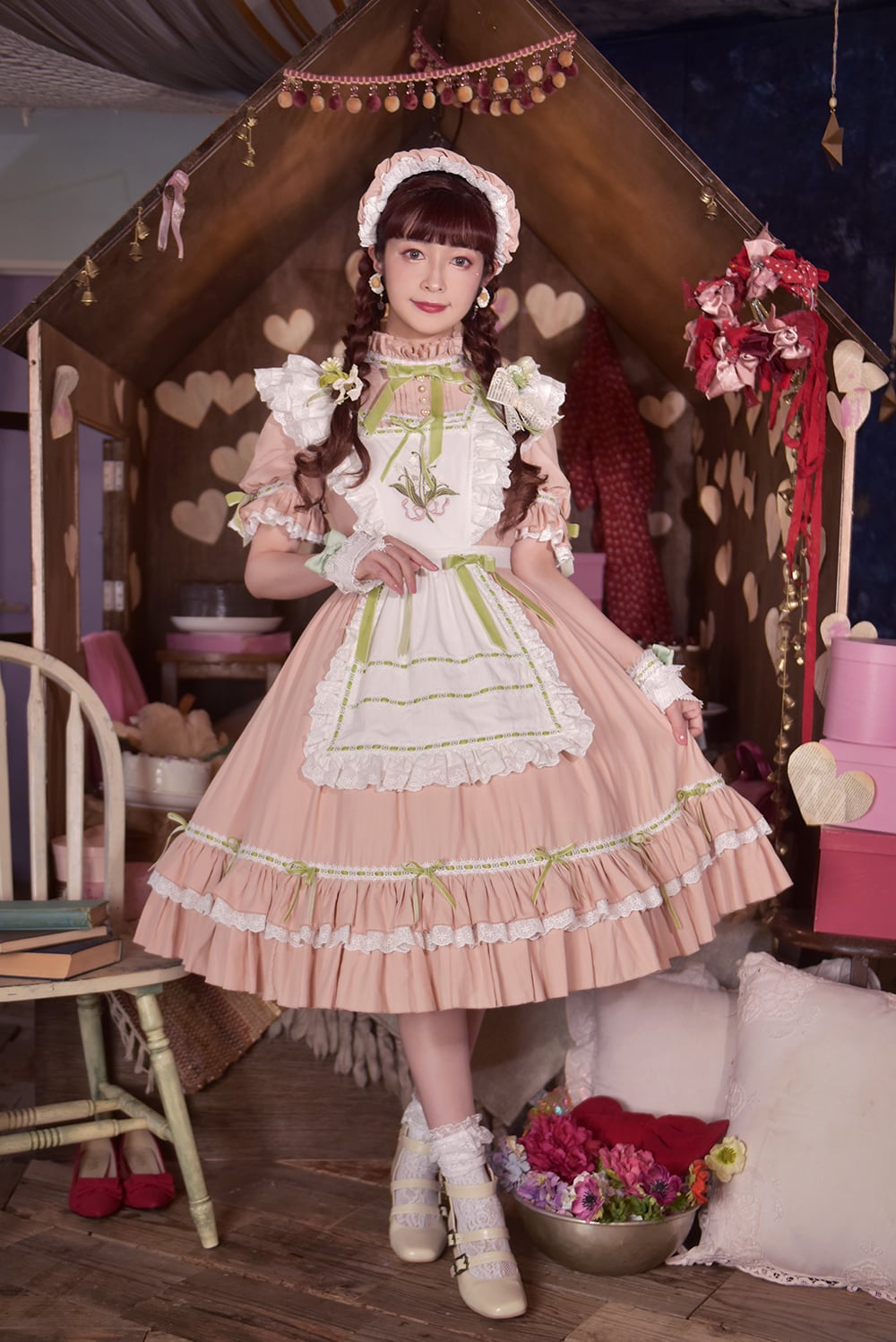 ベルスーズ リボン刺繍ワンピース ロング/ショート丈 | HoshibakoWorks