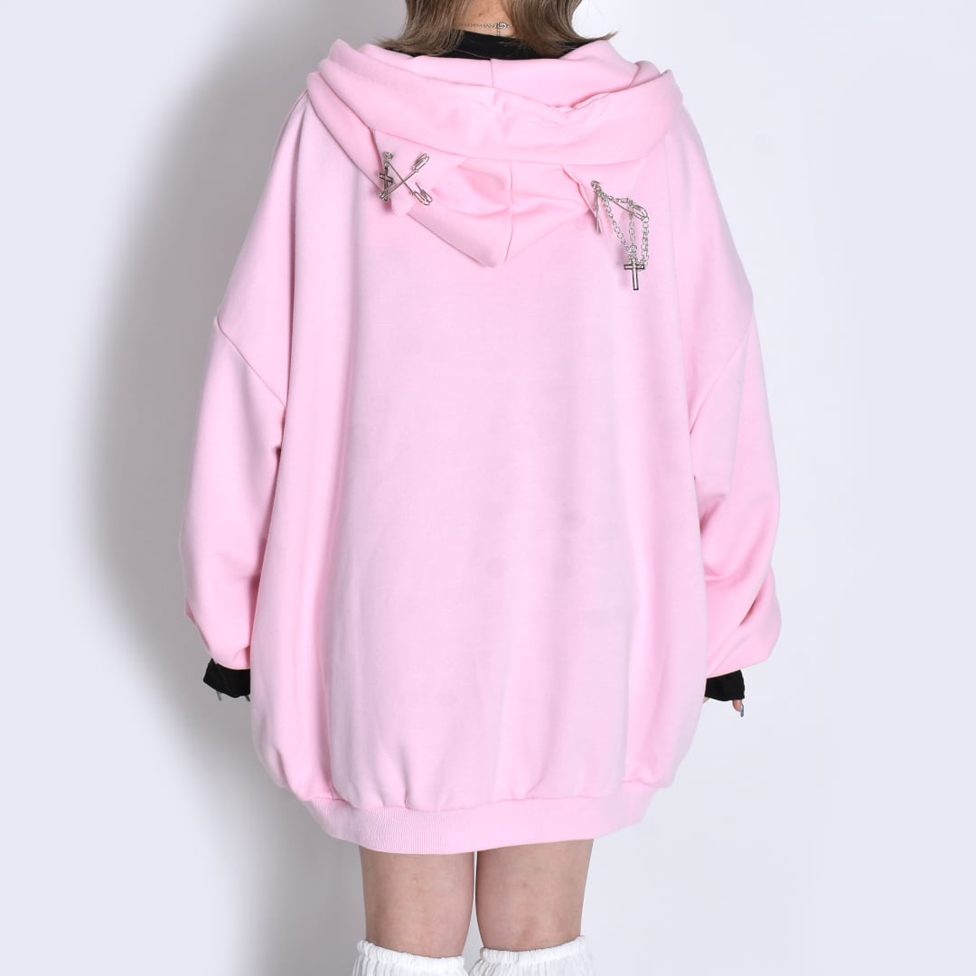 ネコ耳ロゴZIPパーカー(LIGHT PINK) | VOLCAN&APHRODITE
