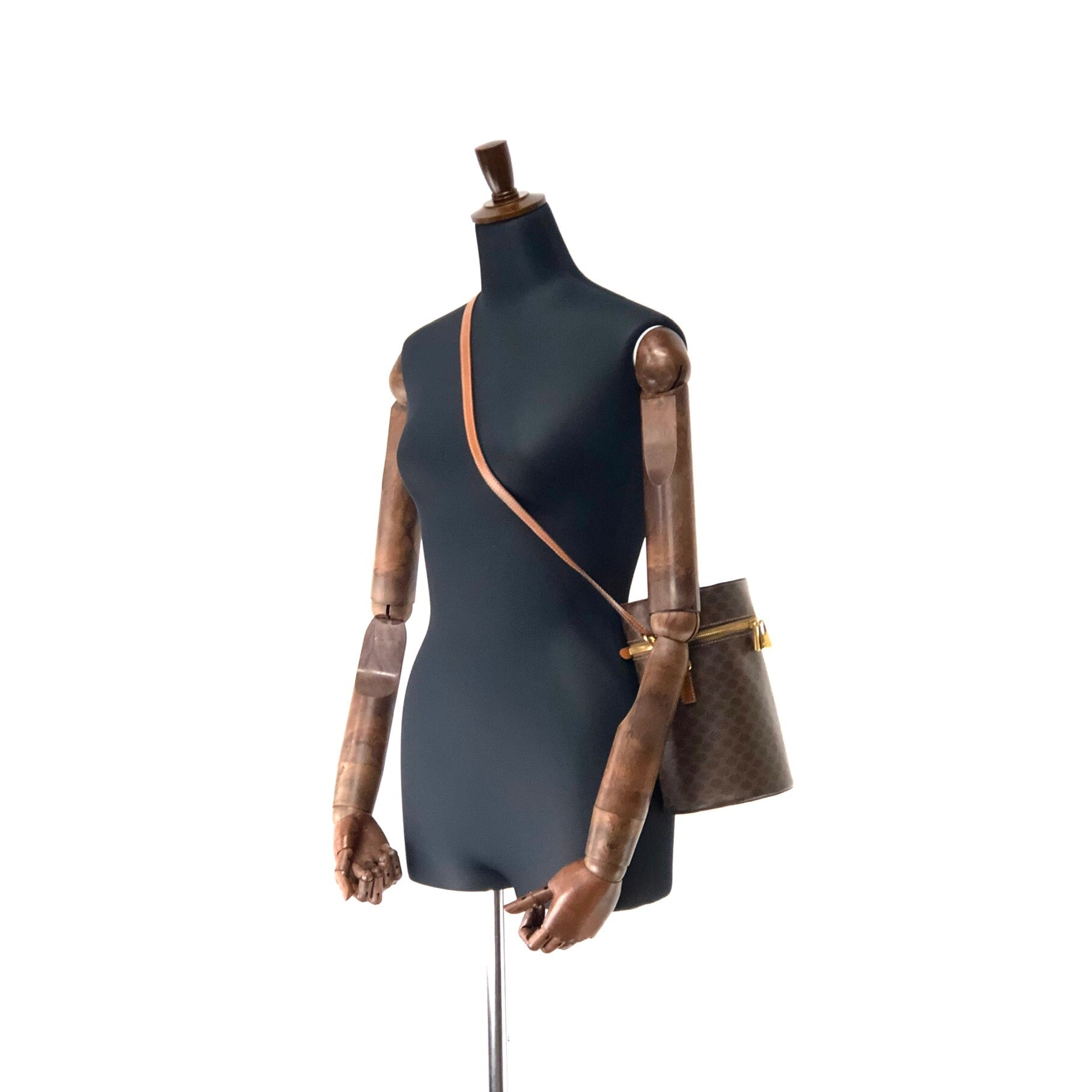 CELINE セリーヌ マカダム トリオンフ ブラゾン PVC×レザー 筒形