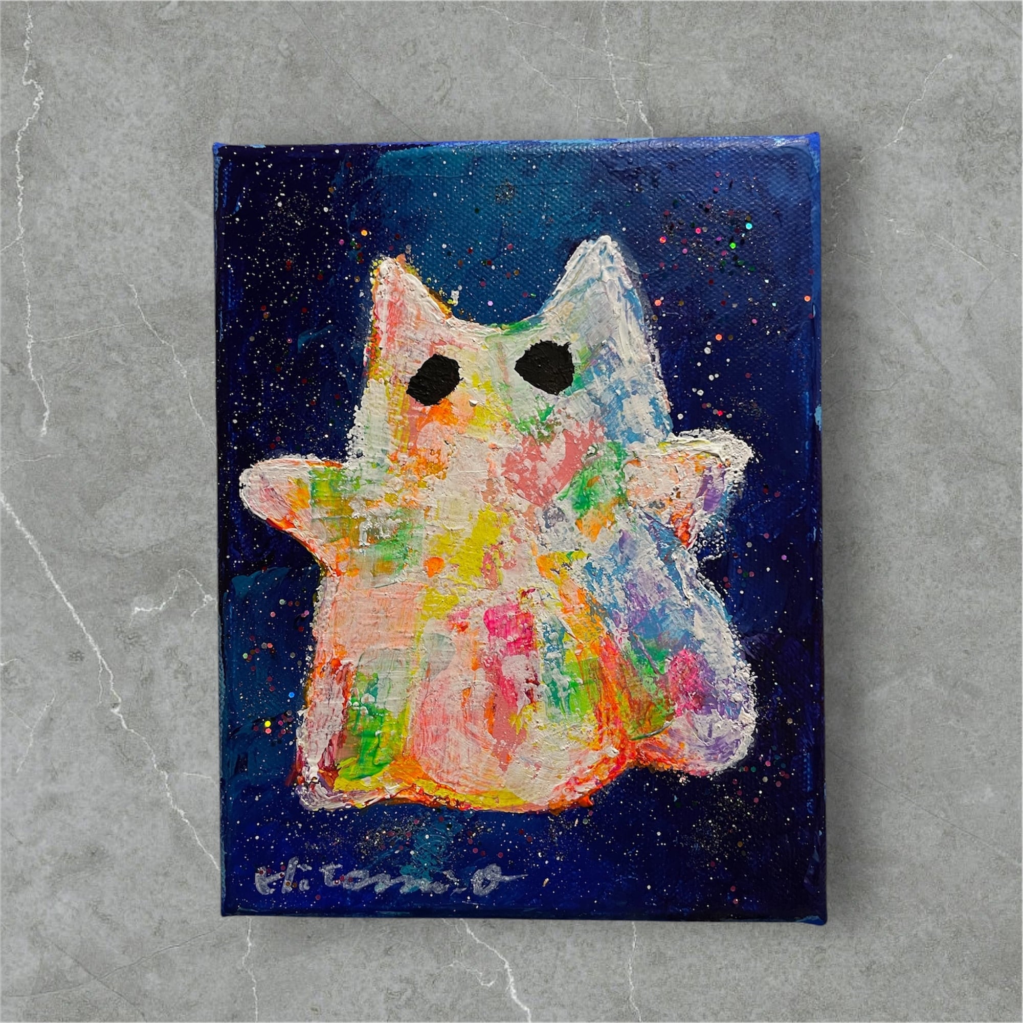 A-50/25】動物画 原画 キリン 絵画 キャンバス 真作 インテリア 作品