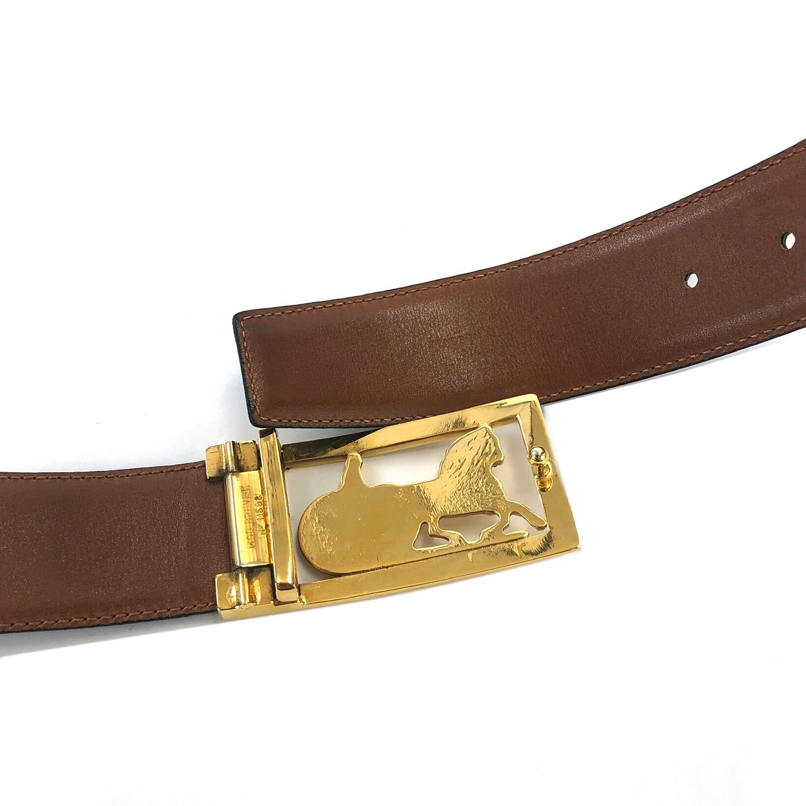 CELINE セリーヌ ホースキャリッジ 馬車 レザー ベルト ブラック