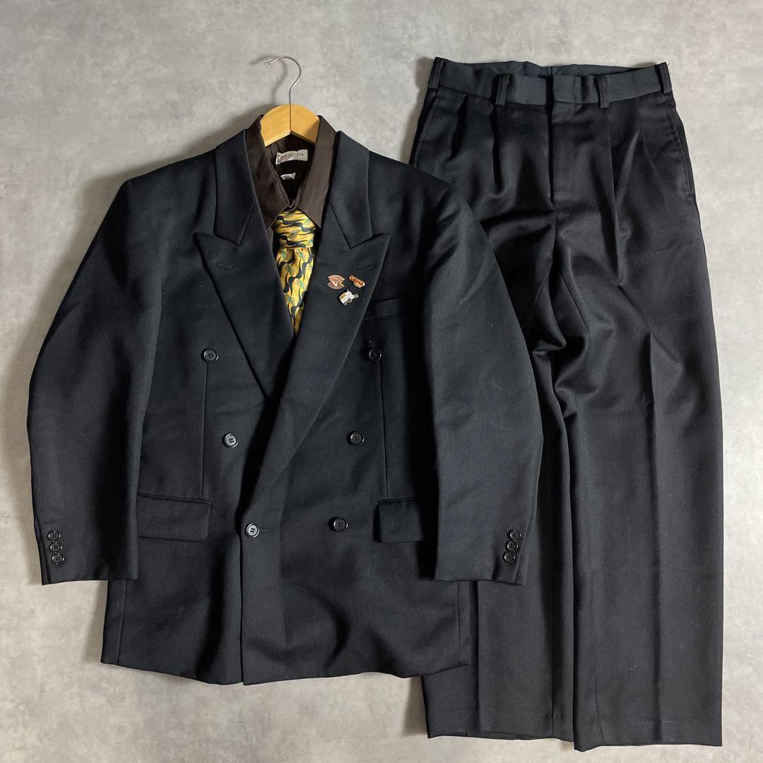 80s-90s スーツ ダブル セットアップ成人式vol.180 黒緑 | Flog.