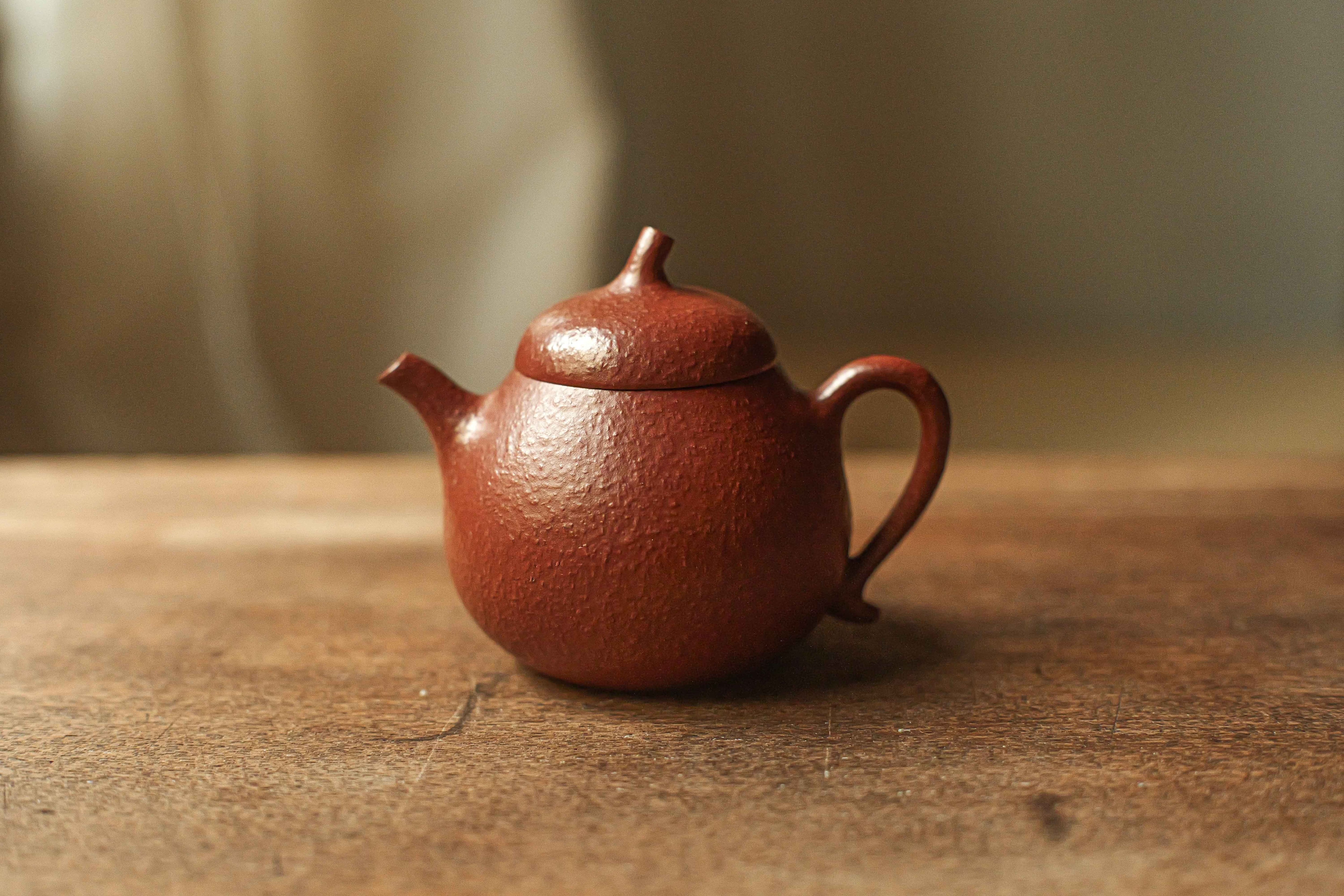 ヴィンテージ 宜興紫砂壺「茄瓜」（約100cc）・魚籽朱泥 | 北白川糕糰店