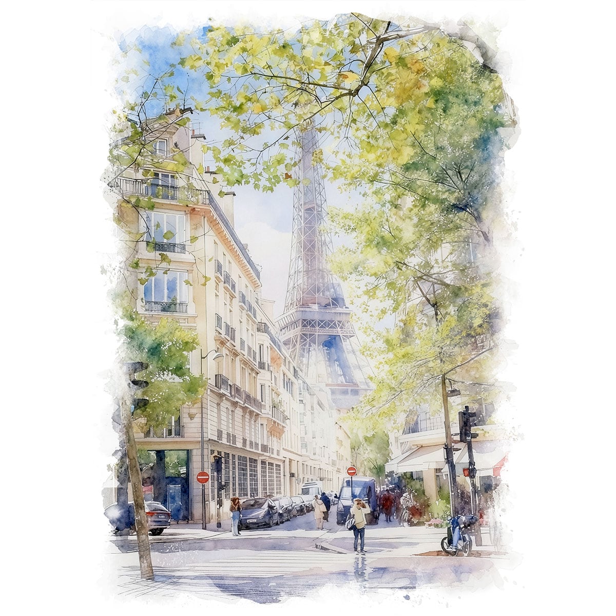 絵画 風景画(街並み) フランス パリ エッフェル塔 インテリアアート額