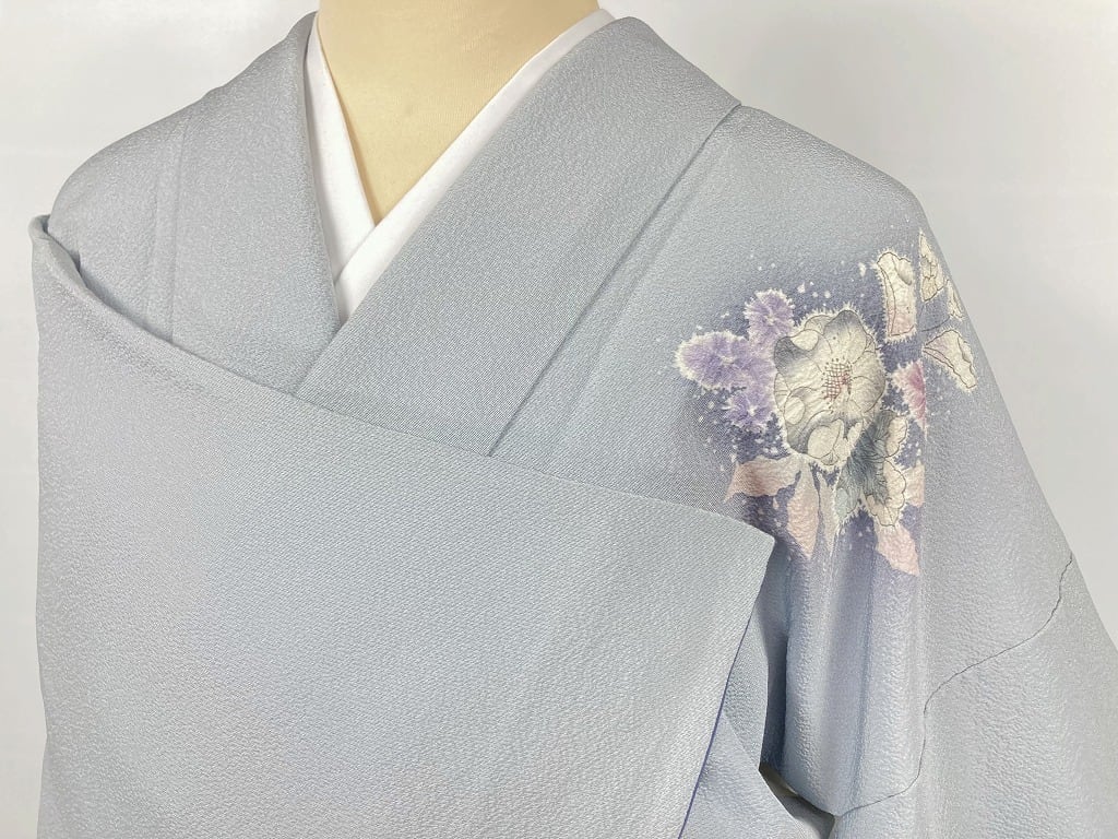 翠山工房 辻が花 絞り やまと誂製 訪問着 正絹 水色 紫 1087 | kimono