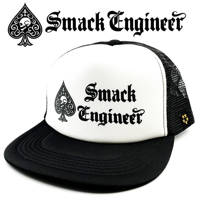 SMACK ENGINEER / スマックエンジニア「Rogia限定 SPADE MESH CAP (白