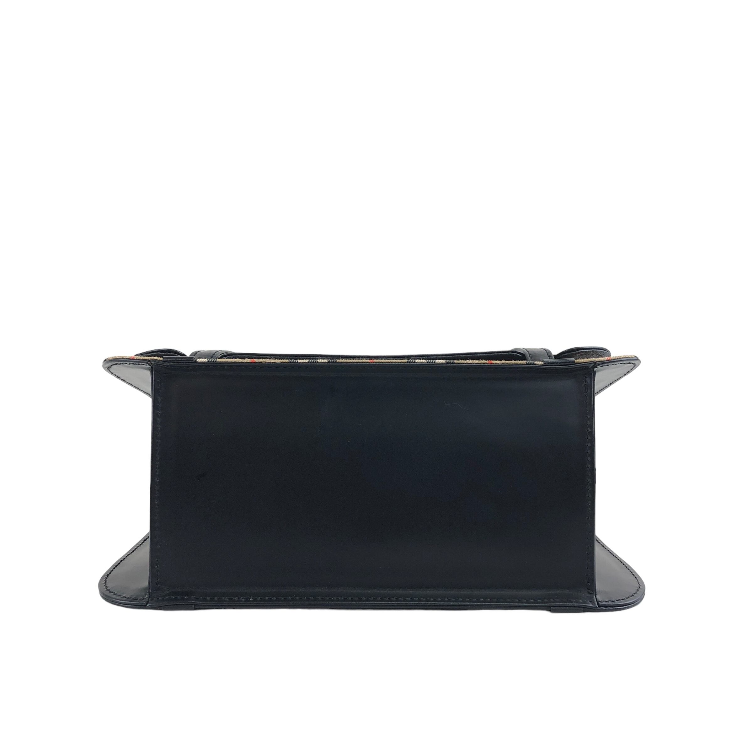 BURBERRY バーバリー ノバチェック ハンドバッグ ブラック ロゴ レザー