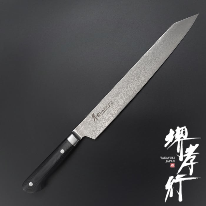 堺孝行 刺身包丁 コアレス ダマスカス 剣型 柳刃包丁 260mm ブラック