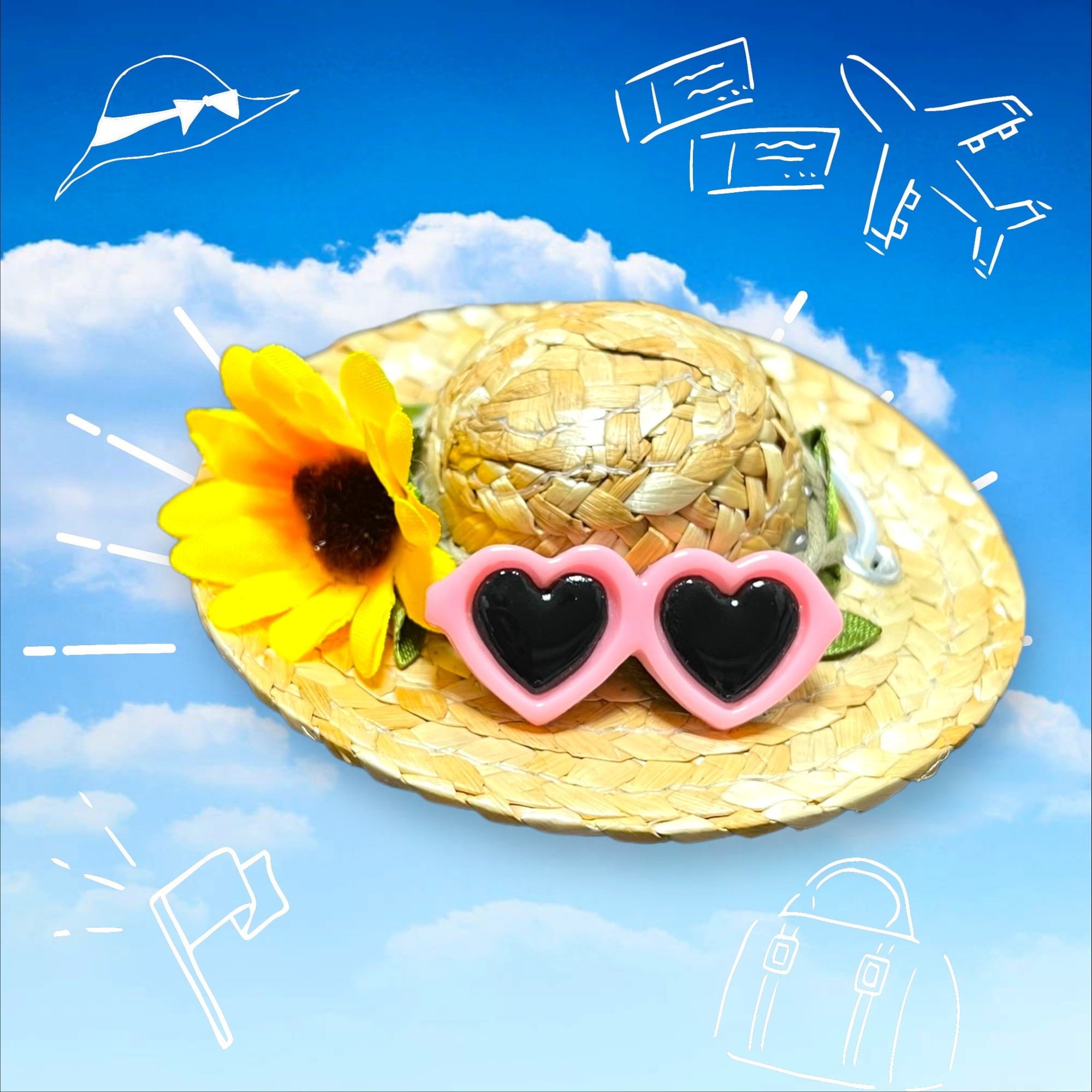 麦わら帽子 サングラス ピンク | cocoa