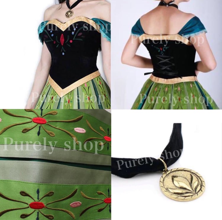 アナと雪の女王 アナ 戴冠式 グリーンドレス Dハロ コスプレ 仮装 衣装