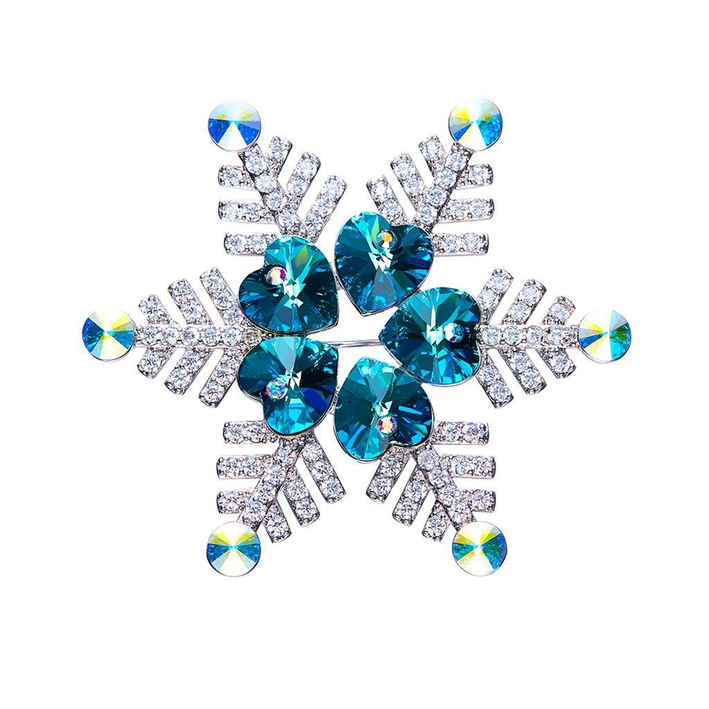 IUHA 【雪の結晶】ブローチ スワロフスキー社製クリスタル レディース
