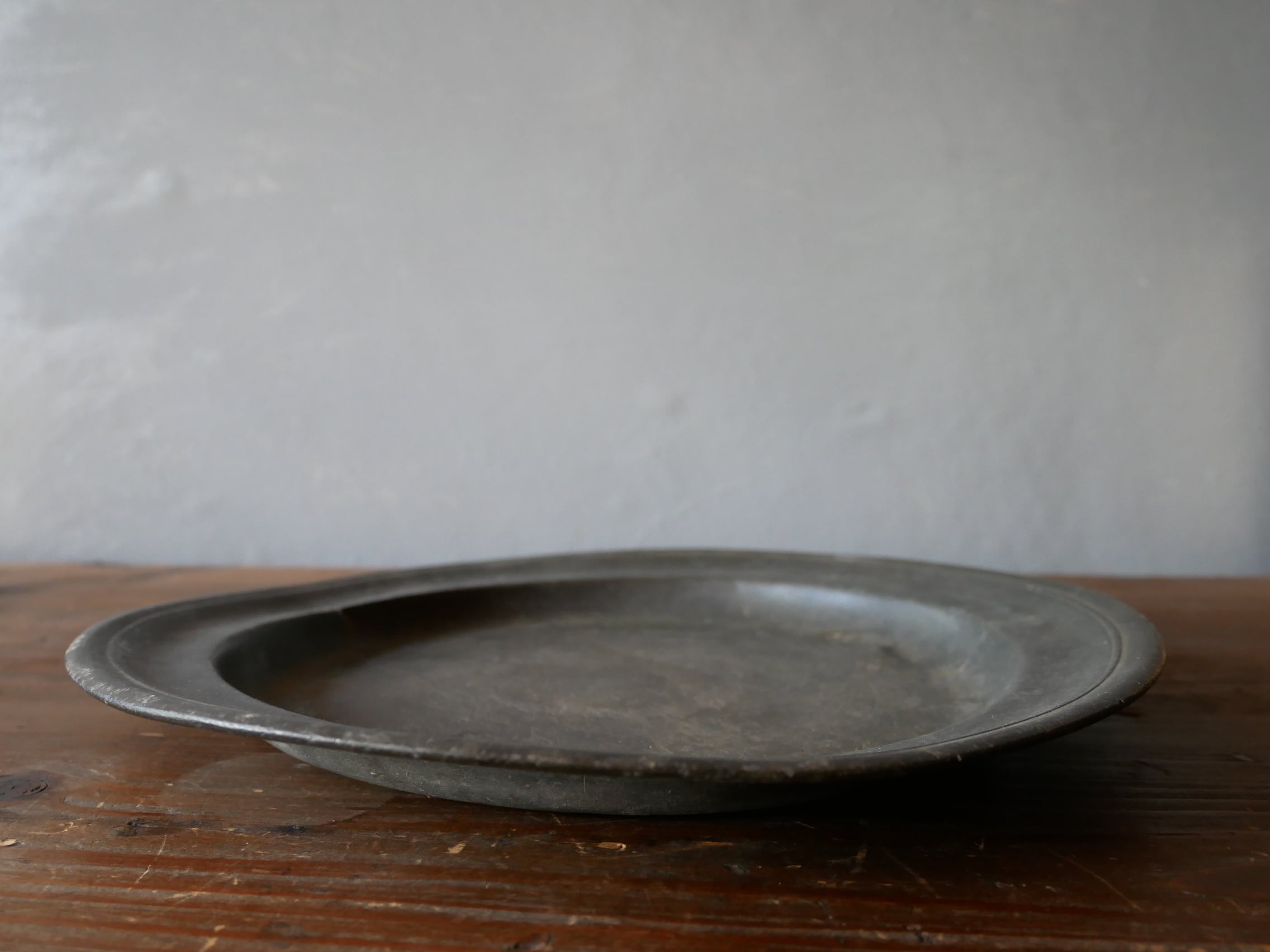 フランスアンティーク ピューター エタン 大きな古いプレート