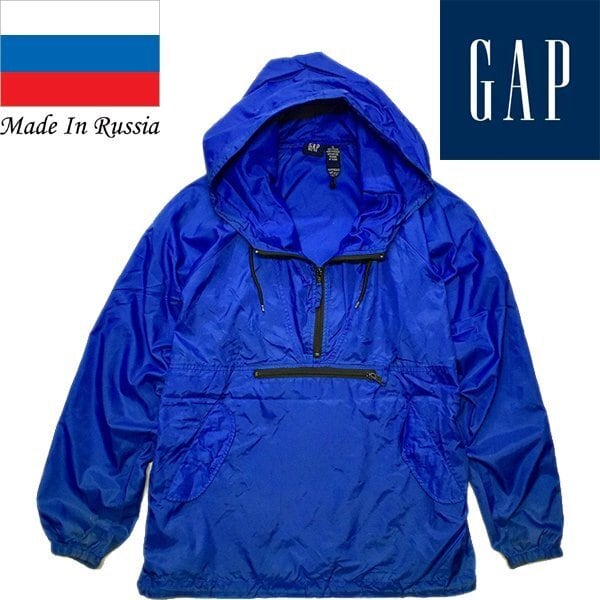 1点物◇ロシア製オールドギャップGAP紺アノラックパーカー古着メンズML