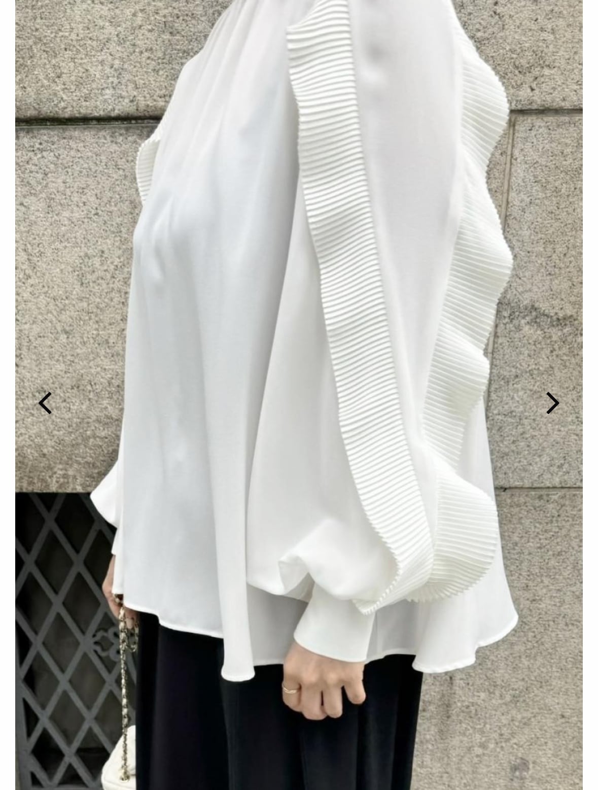 ☆大人気☆再販☆ 袖プリーツデザインジョーゼット2WAYブラウス