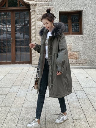 アウター コート ジャンパー ファー グリーン グレー 冬 セレブ モッズ