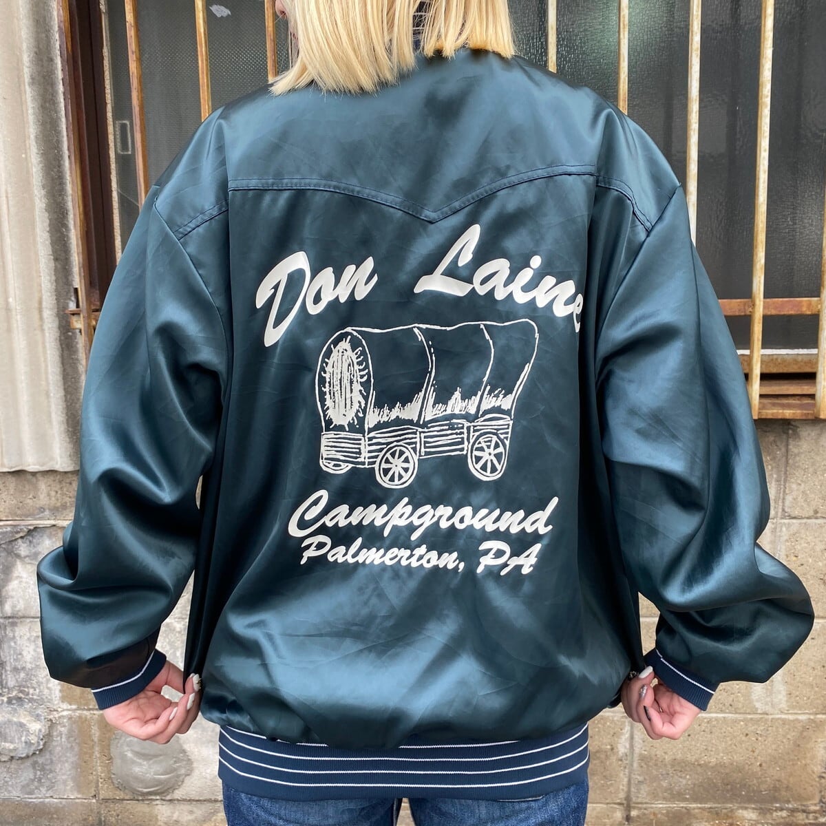 90年代 USA製 westark バックプリント サテンスタジャン メンズXL相当