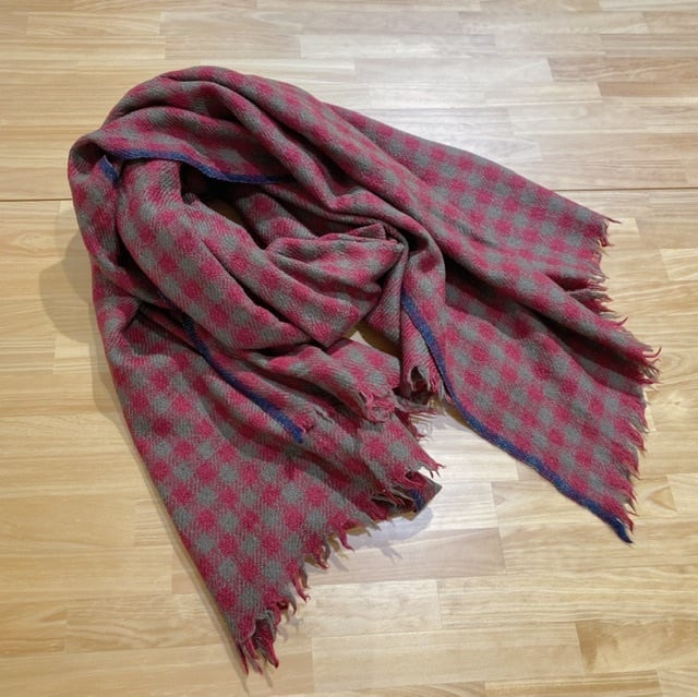 maison de soil wool silk gingham selvedge check stole | CoCo Cuore