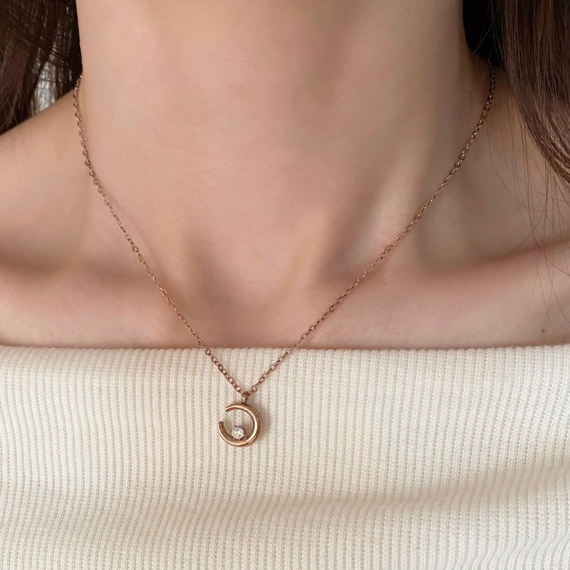 ムーン ジルコニア ネックレス MN183 | emu