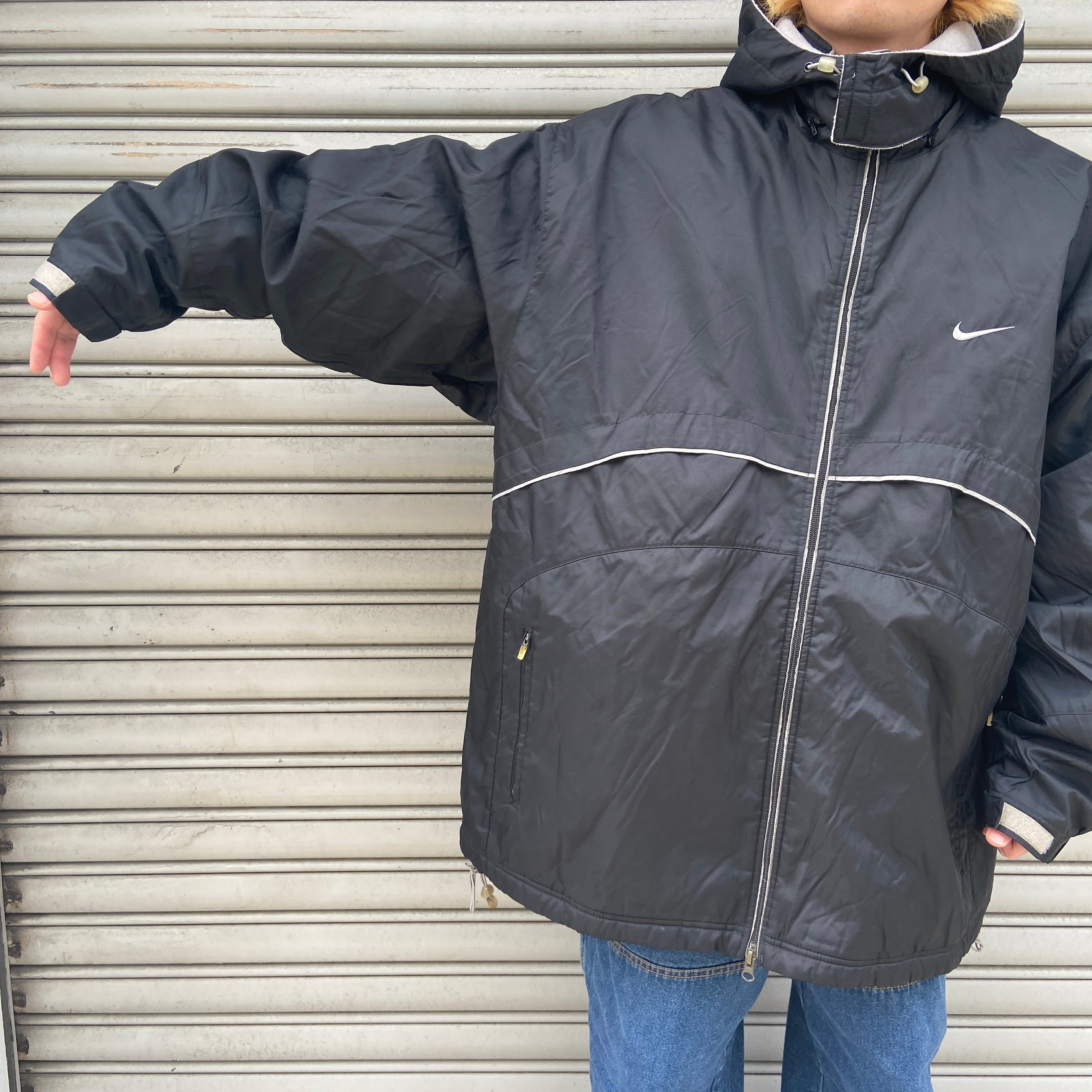 送料無料』NIKE 00s フード付中綿ナイロンジャケット ライナーフリース
