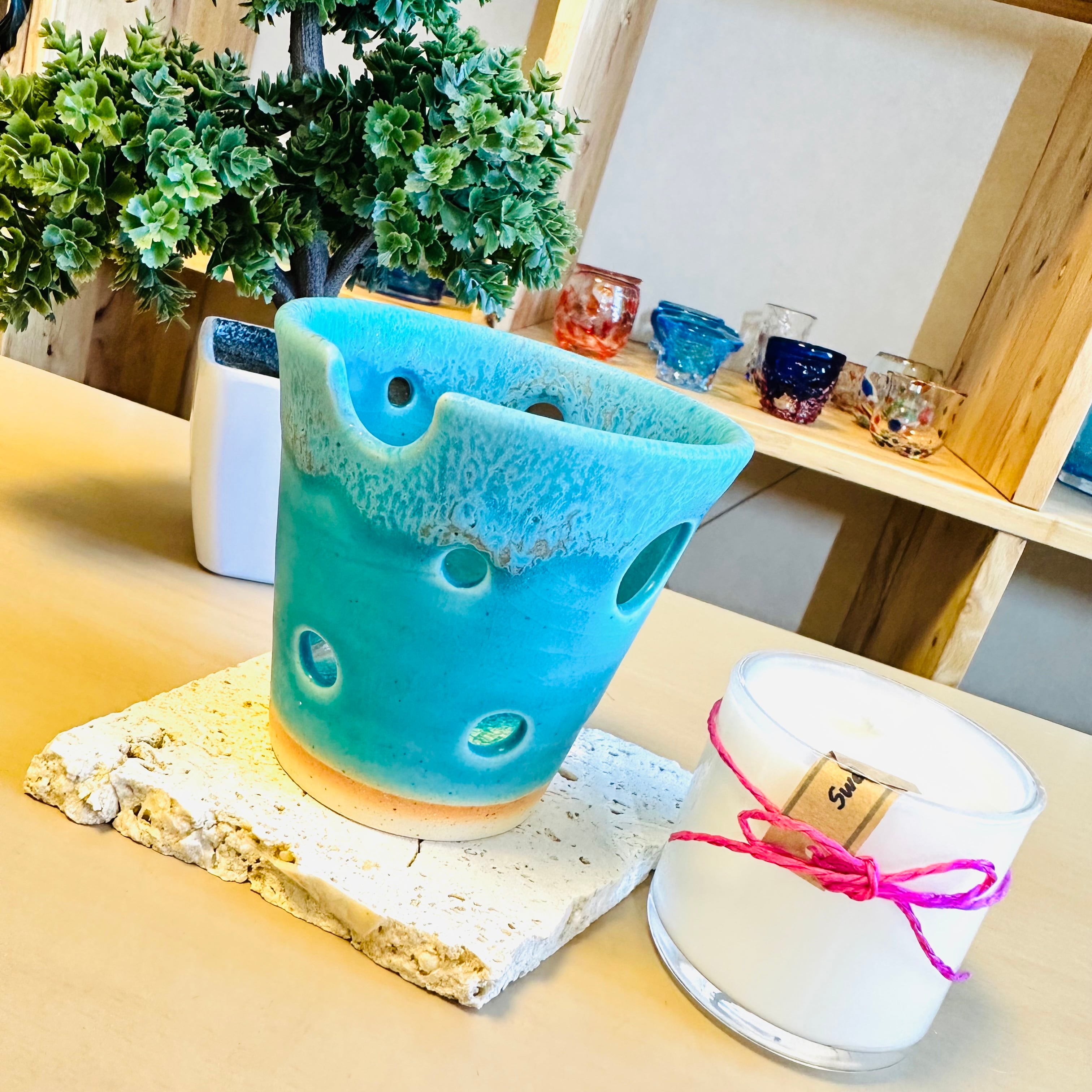 うるま陶器 うるまブルー アロマポット | B-Blue