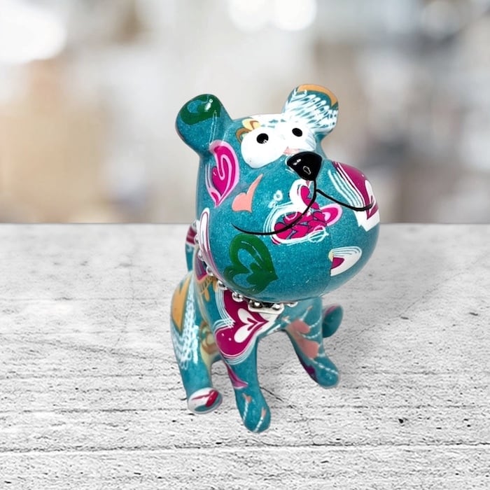 昭和レトロポップヴィンテージ イヌ 犬 置物 ブルー オブジェ 貯金箱