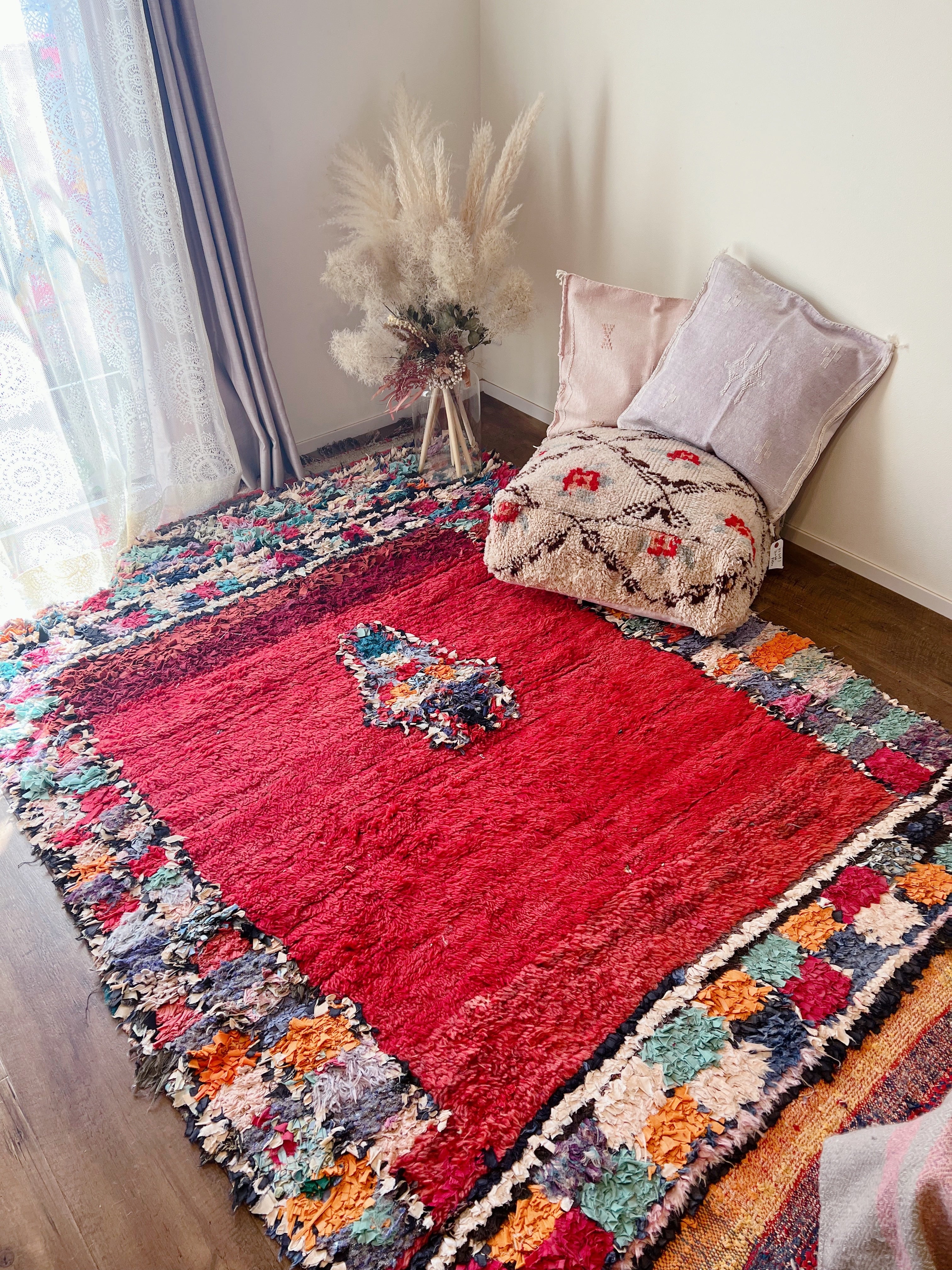 モロッコ】モロッコラグ ボシャルウィット赤