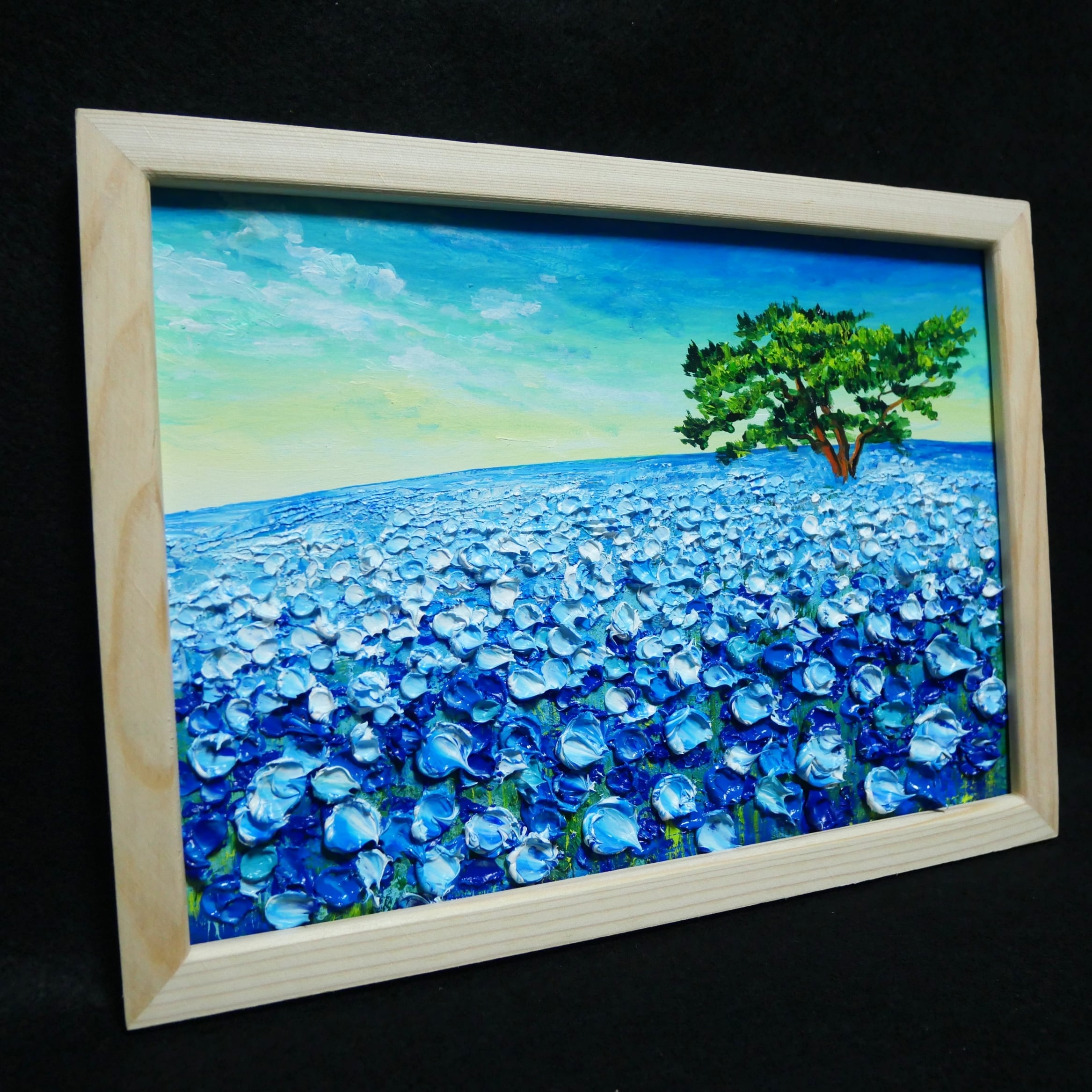 油絵 油彩 油彩画 絵 絵画【ネモフィラの丘の朝】 | HIROSHI1990