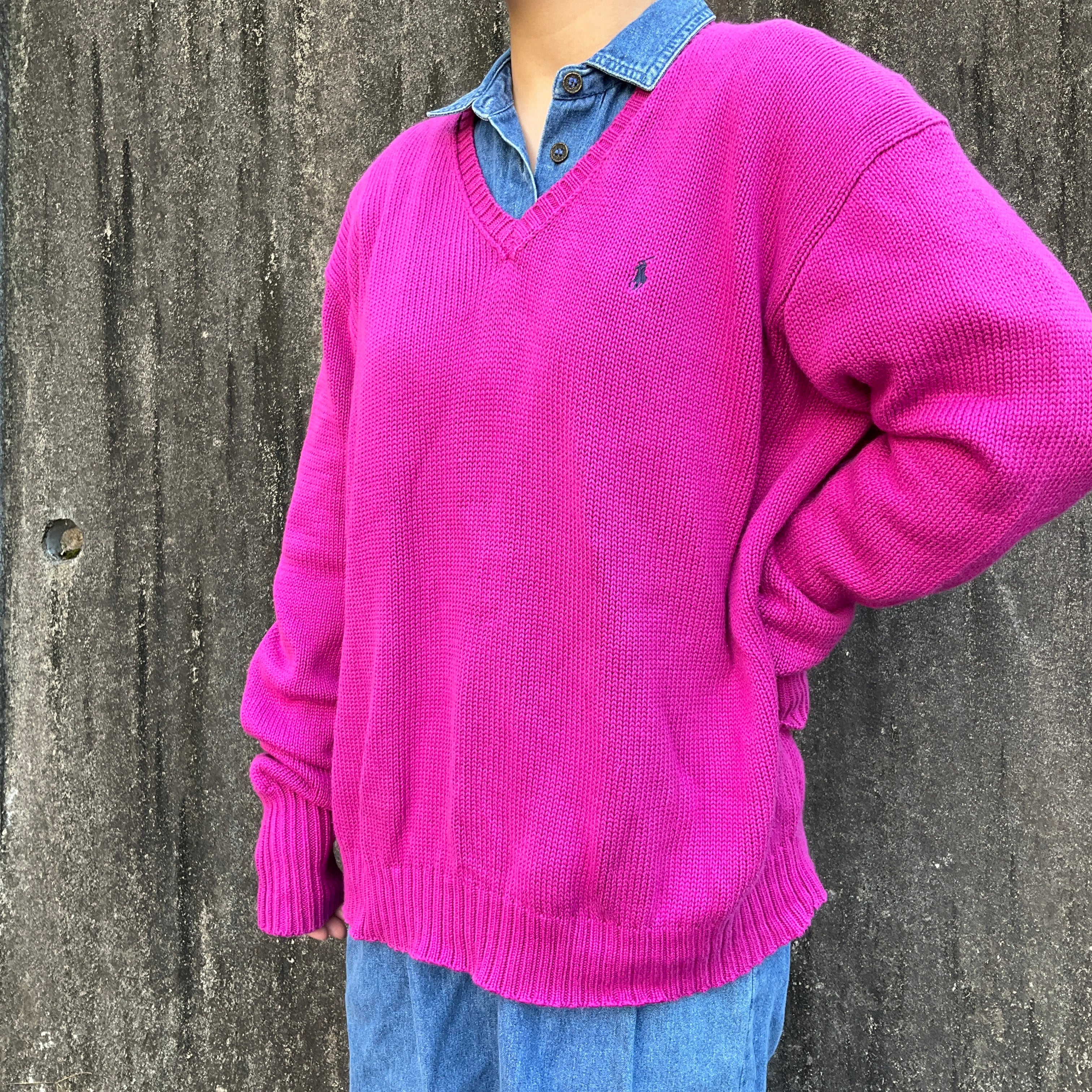 Ralph Lauren SPORT ラルフローレン Vネック コットン ニットセーター