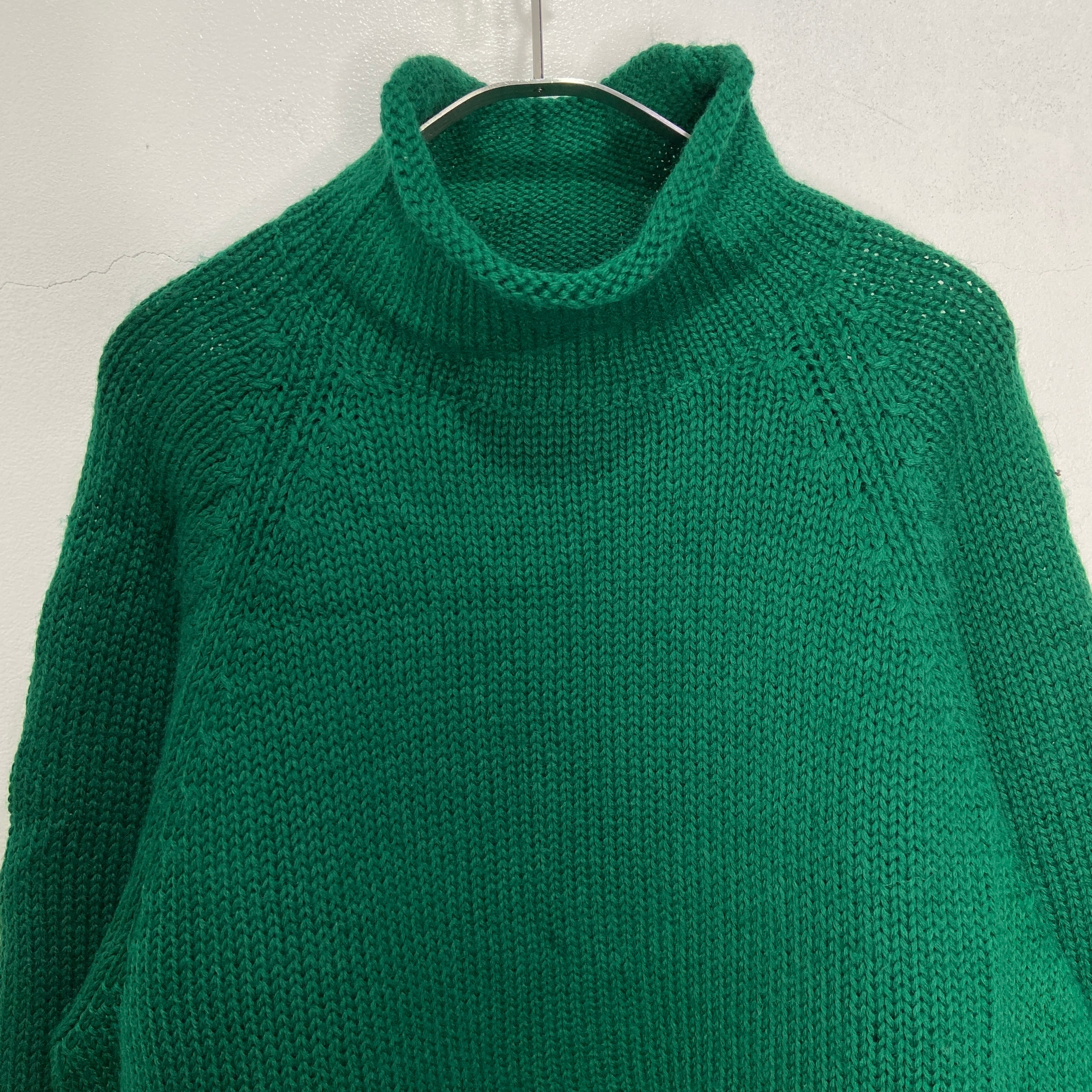 90s J.CREW ロールネックウールセーター 巨人タグ ニット 緑 L | 古着