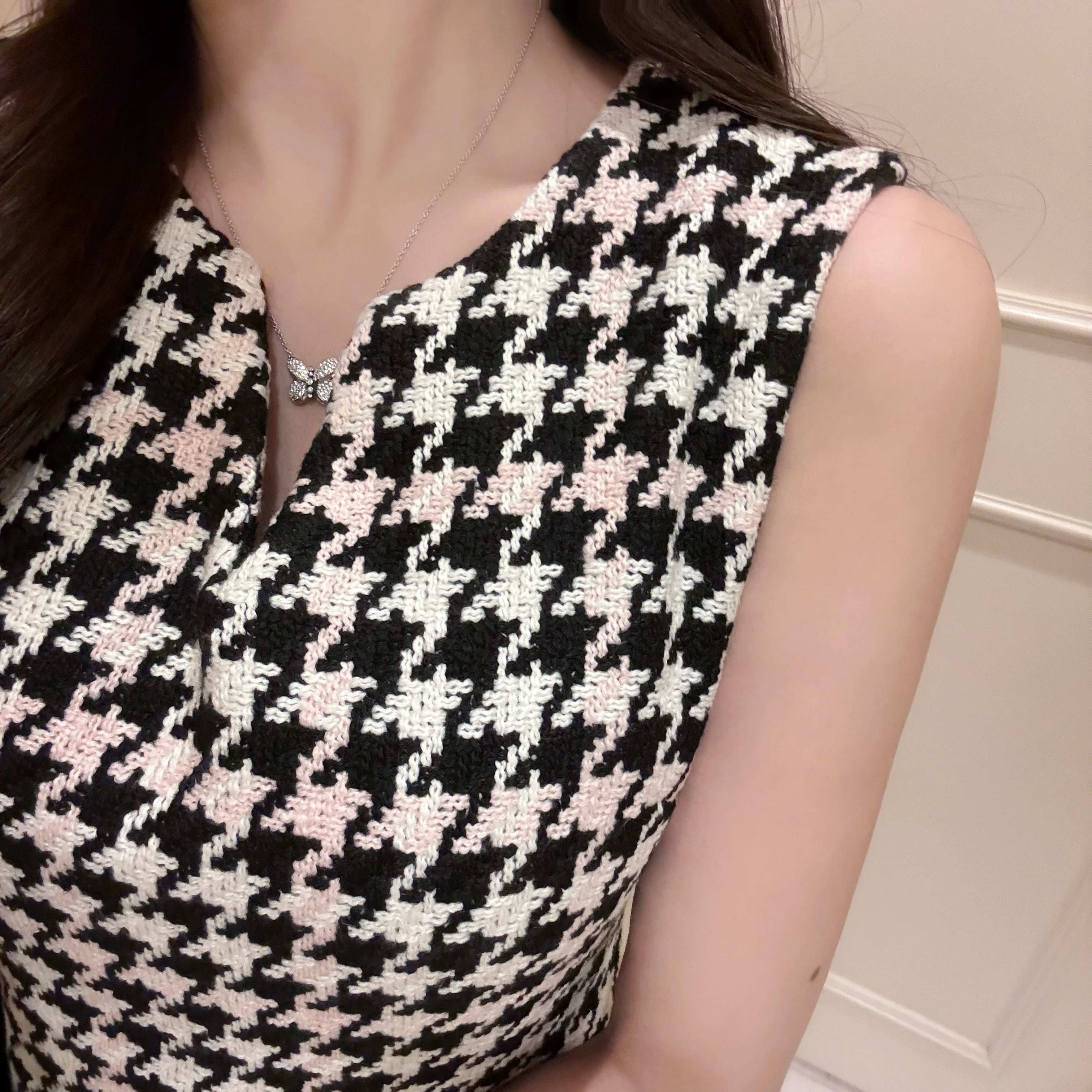 Lumignon original ♥ pink × black houndstooth pocket fur op | Lumignon