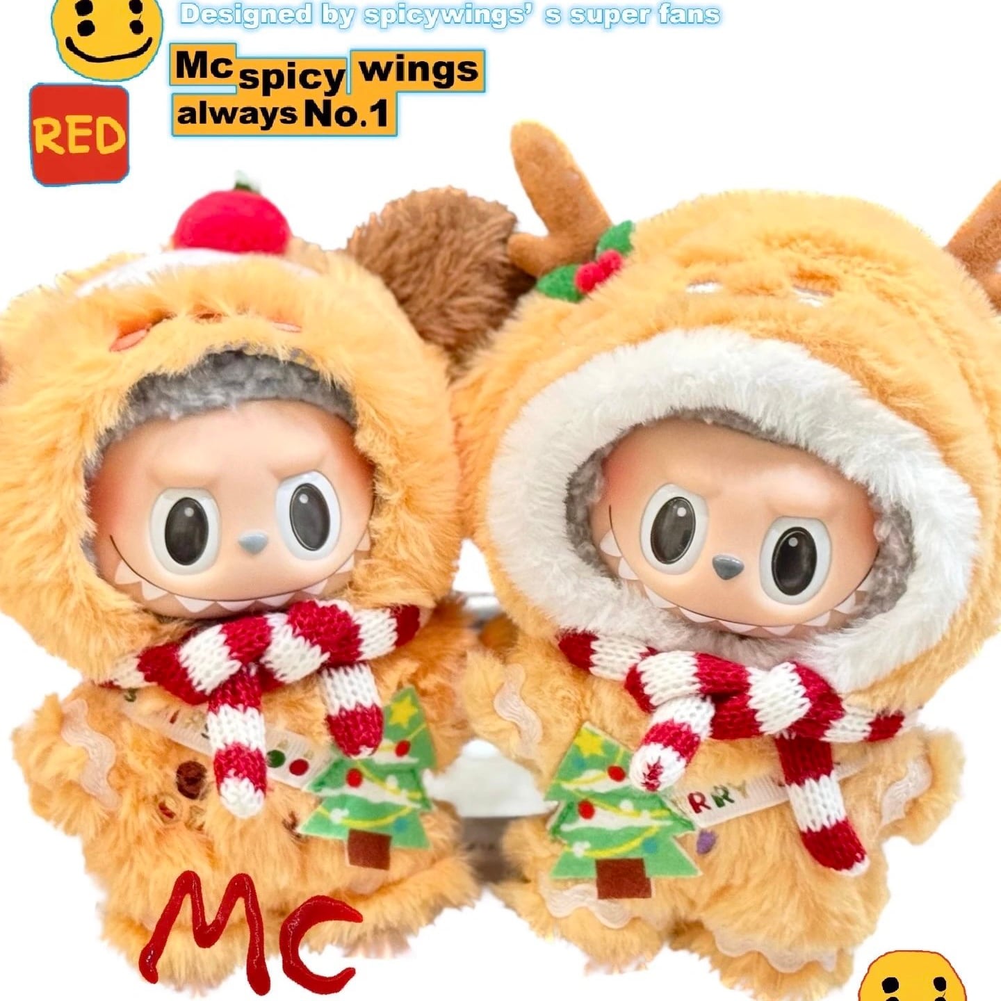 ✿10cm✿モフモフクリスマス ぬいぐるみ服セット labubu適用 綿人形