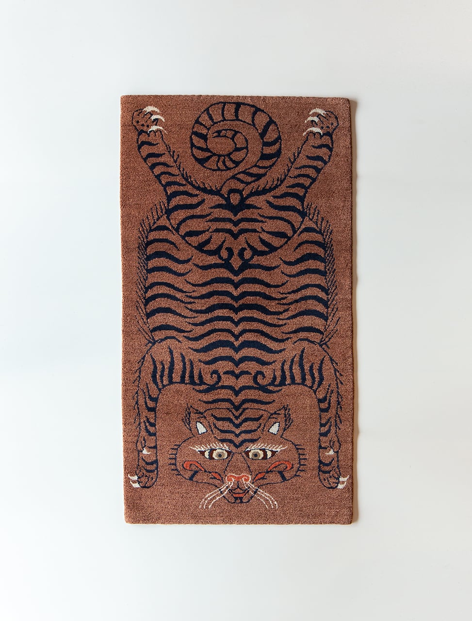 シャビーなローズピンクとベージュのメダリオンラグ ヴィンテージラグ