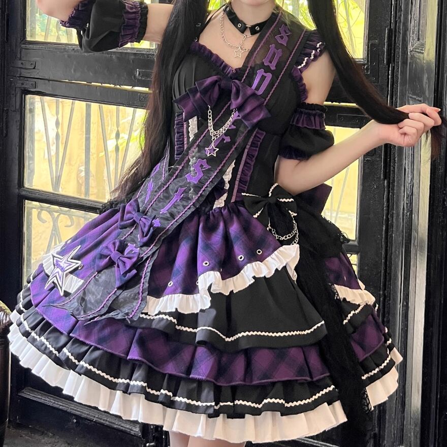 SEASONZ ふわふわ アイドル衣装 チェック柄 ステージ衣装 キラキラ星