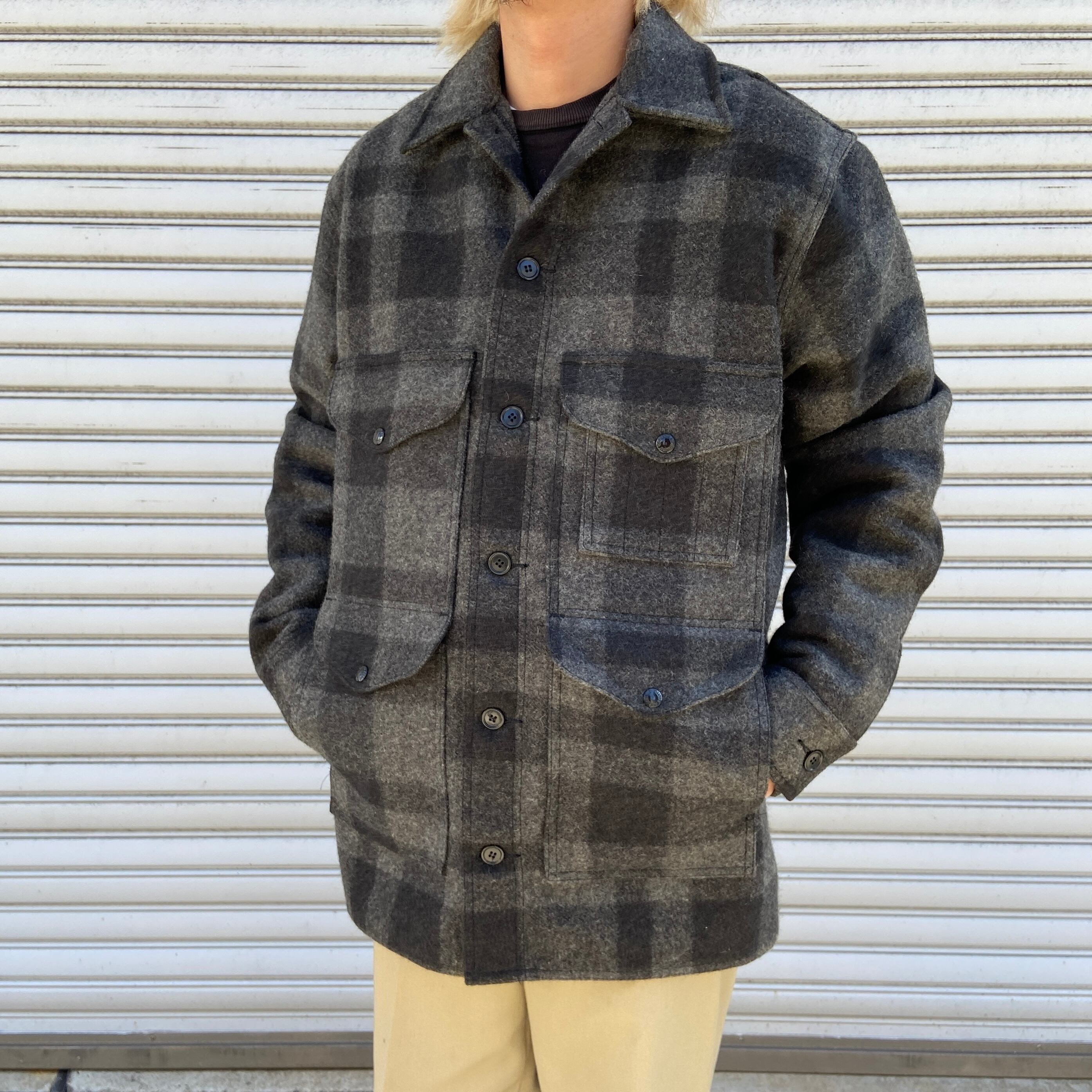 90s USA フィルソン ブロックチェック柄マッキーノジャケット グレー