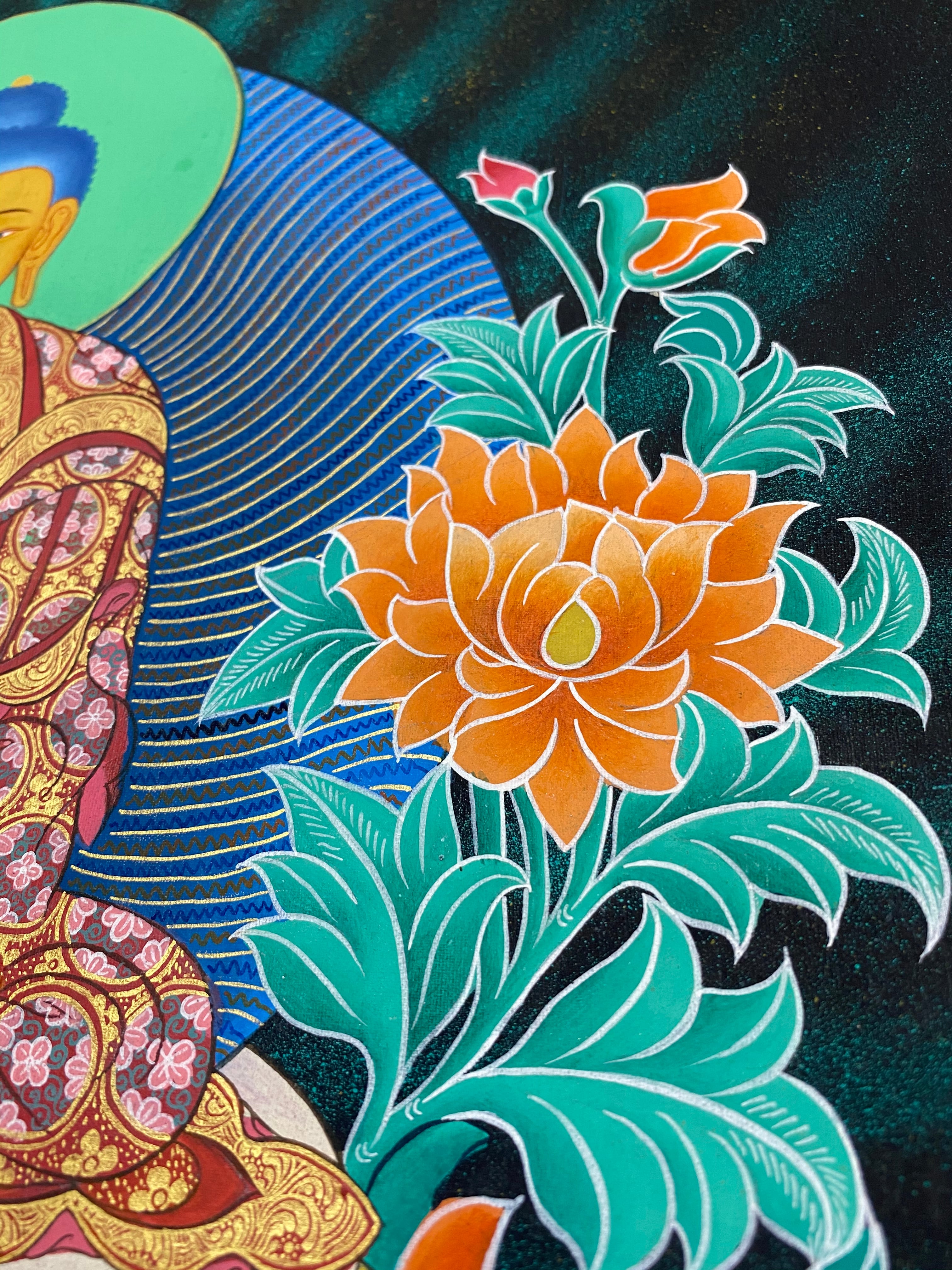 手描き仏画【釈迦如来】曼荼羅 仏陀 ネパールタンカ TA439 | 地球雑貨