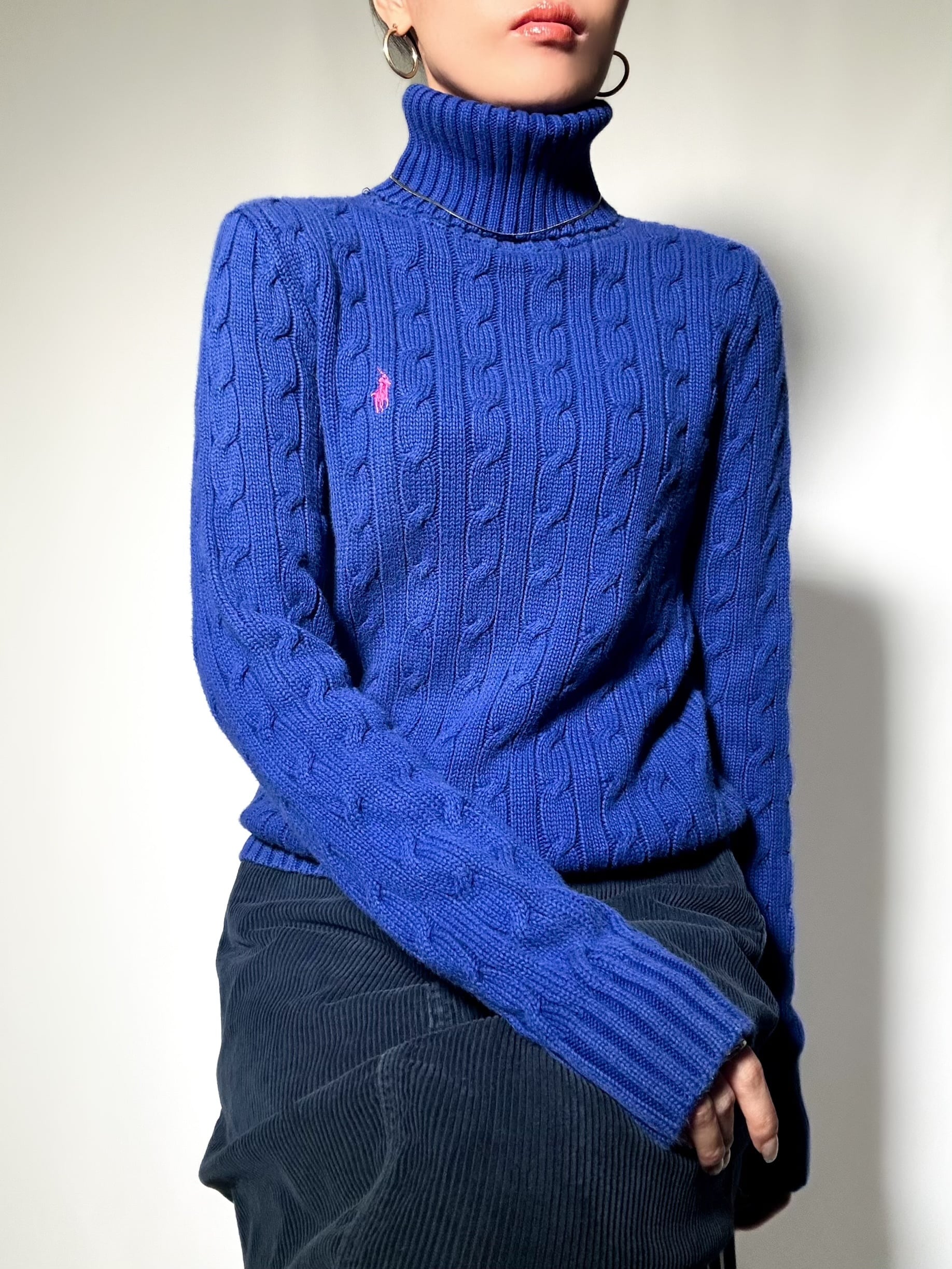 ralph lauren sport】used turtle neck cable knit ラルフローレン